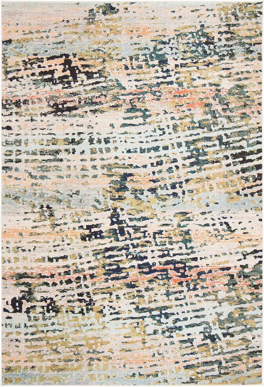 image:imageSAFAVIEH Area Rug 8x10 Madison Collection Large Beige amp Navy Modern Abstract Design NonShedding amp Easy Cleaning Ideal for Living Room Bedroom Office Dining Space MAD454ABeigeNavy