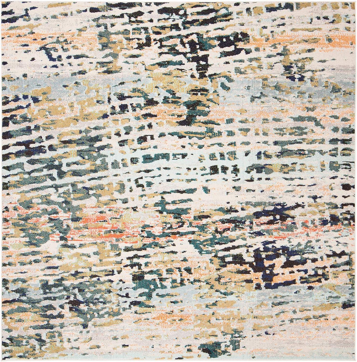 image:imageSAFAVIEH Area Rug 8x10 Madison Collection Large Beige amp Navy Modern Abstract Design NonShedding amp Easy Cleaning Ideal for Living Room Bedroom Office Dining Space MAD454ABeigeNavy