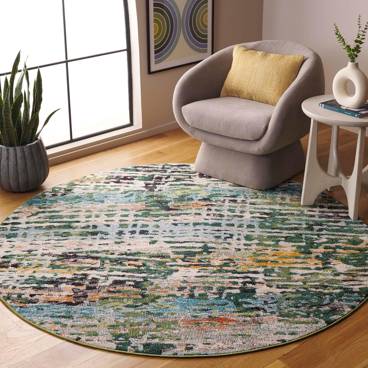 image:imageSAFAVIEH Area Rug 8x10 Madison Collection Large Beige amp Navy Modern Abstract Design NonShedding amp Easy Cleaning Ideal for Living Room Bedroom Office Dining Space MAD454AGreenRust
