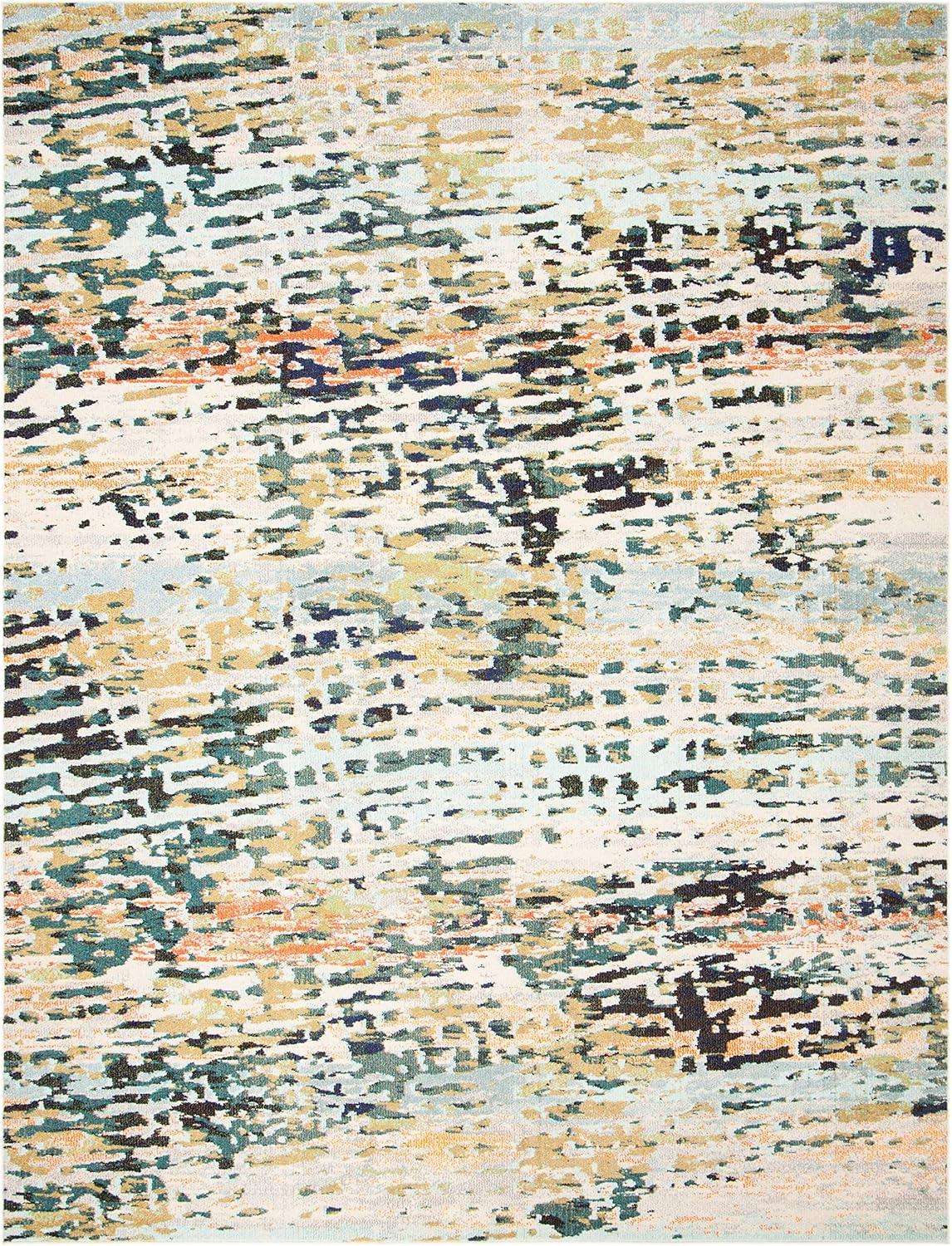 image:imageSAFAVIEH Area Rug 8x10 Madison Collection Large Beige amp Navy Modern Abstract Design NonShedding amp Easy Cleaning Ideal for Living Room Bedroom Office Dining Space MAD454ABeigeNavy