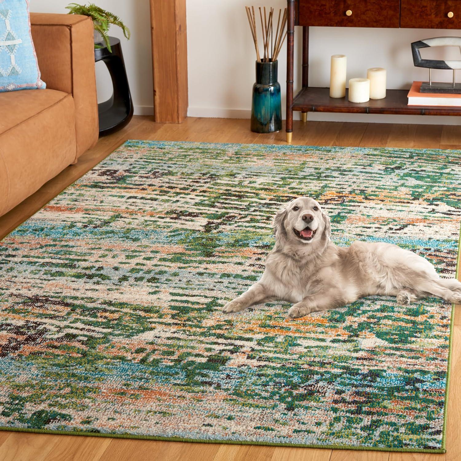 image:imageSAFAVIEH Area Rug 8x10 Madison Collection Large Beige amp Navy Modern Abstract Design NonShedding amp Easy Cleaning Ideal for Living Room Bedroom Office Dining Space MAD454AGreenRust