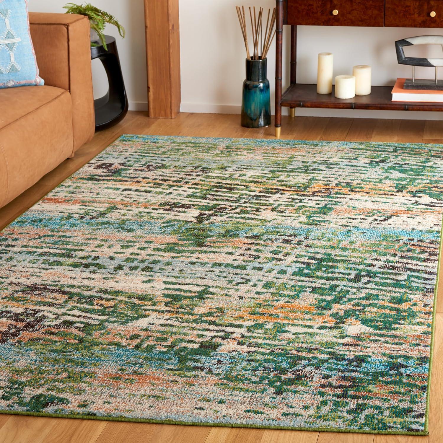 image:imageSAFAVIEH Area Rug 8x10 Madison Collection Large Beige amp Navy Modern Abstract Design NonShedding amp Easy Cleaning Ideal for Living Room Bedroom Office Dining Space MAD454AGreenRust