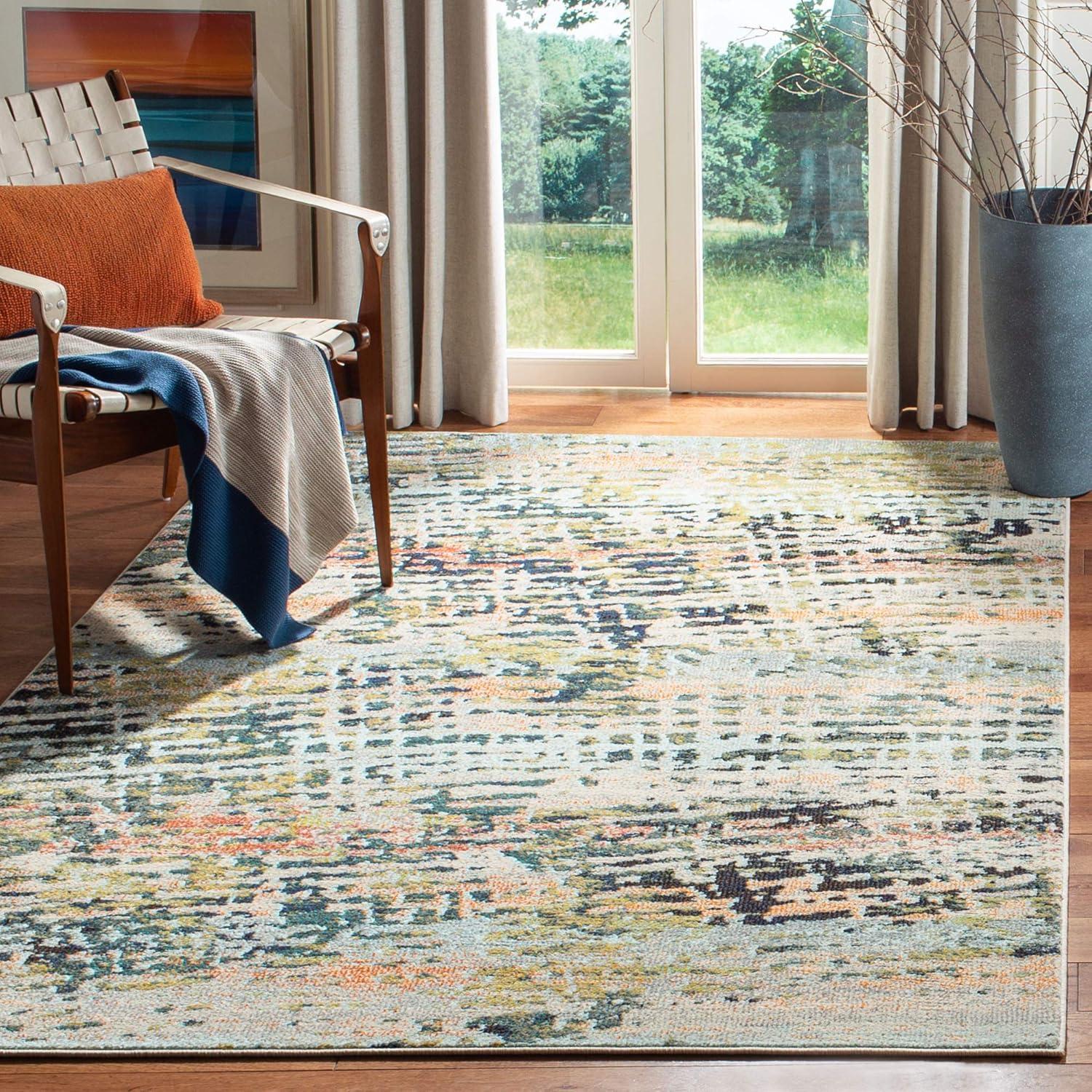 image:imageSAFAVIEH Area Rug 8x10 Madison Collection Large Beige amp Navy Modern Abstract Design NonShedding amp Easy Cleaning Ideal for Living Room Bedroom Office Dining Space MAD454ABeigeNavy