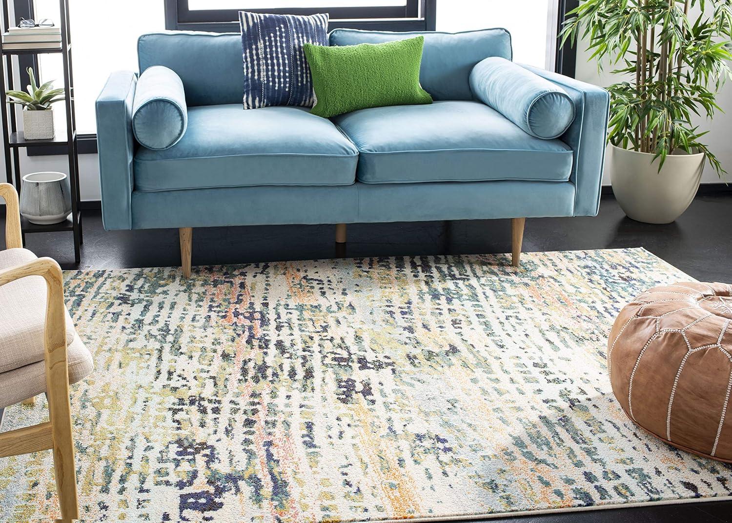 image:imageSAFAVIEH Area Rug 8x10 Madison Collection Large Beige amp Navy Modern Abstract Design NonShedding amp Easy Cleaning Ideal for Living Room Bedroom Office Dining Space MAD454ABeigeNavy