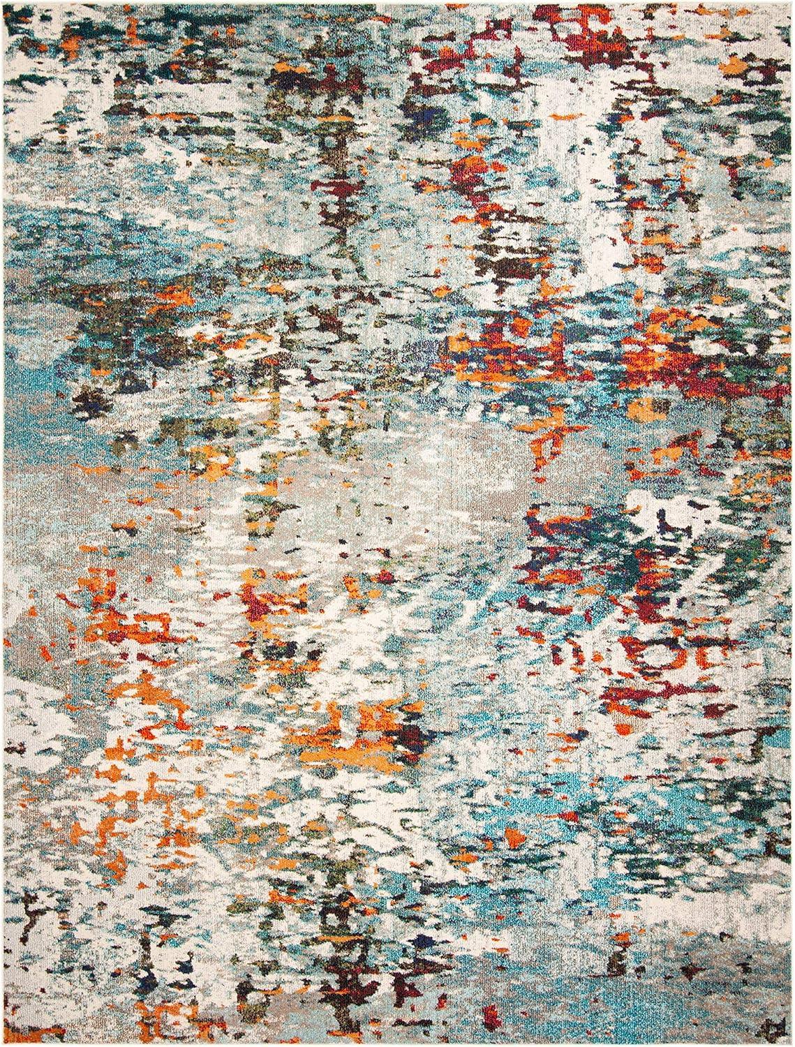 image:imageSAFAVIEH Area Rug 8x10 Madison Collection Large Grey amp Blue Modern Abstract Design NonShedding amp Easy Cleaning Ideal for Living Room Bedroom Office Dining Space MAD471FGreyBlue
