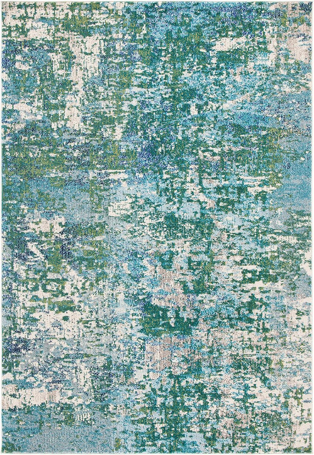 image:imageSAFAVIEH Area Rug 8x10 Madison Collection Large Grey amp Blue Modern Abstract Design NonShedding amp Easy Cleaning Ideal for Living Room Bedroom Office Dining Space MAD471FGreenTurquoise