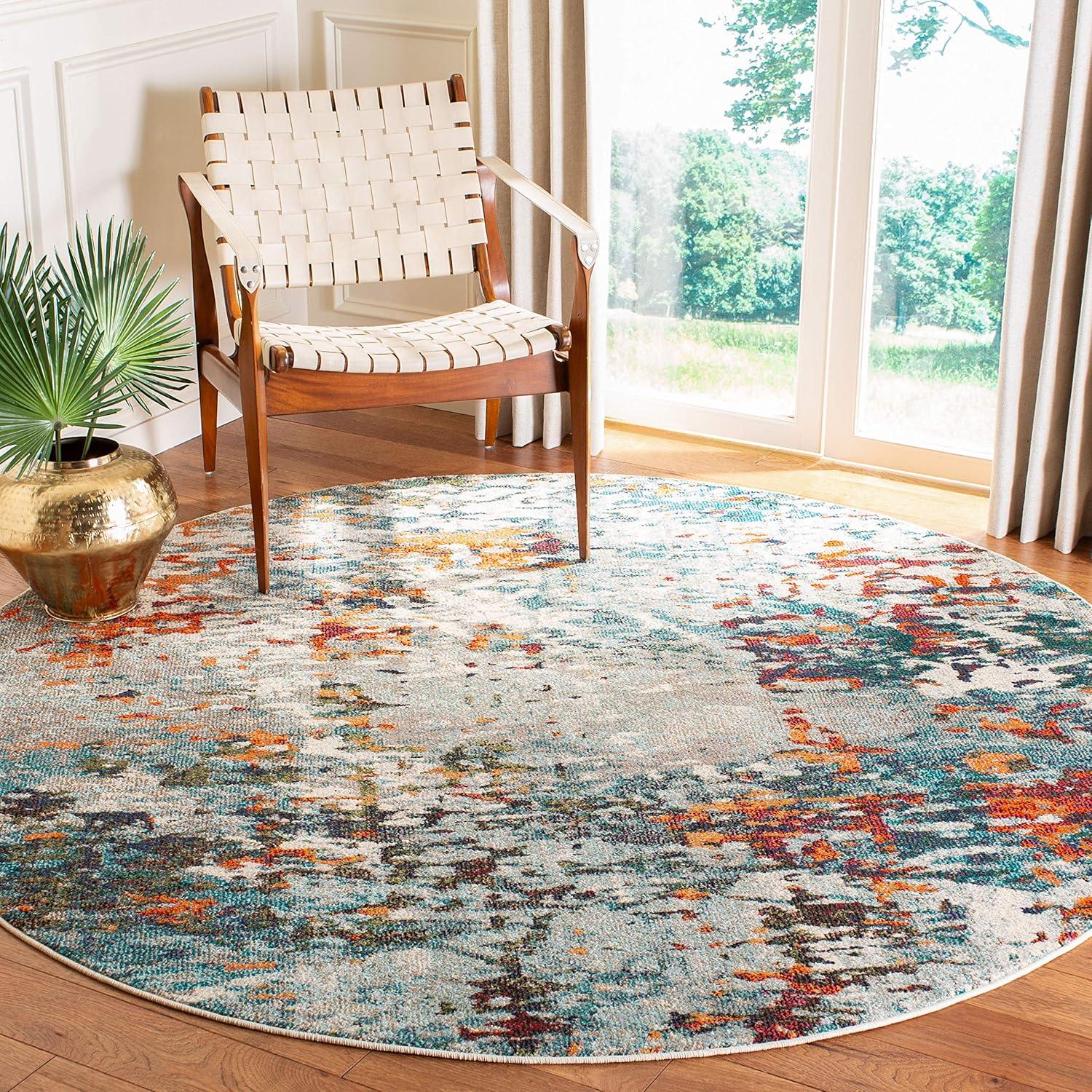 image:imageSAFAVIEH Area Rug 8x10 Madison Collection Large Grey amp Blue Modern Abstract Design NonShedding amp Easy Cleaning Ideal for Living Room Bedroom Office Dining Space MAD471FGreyBlue