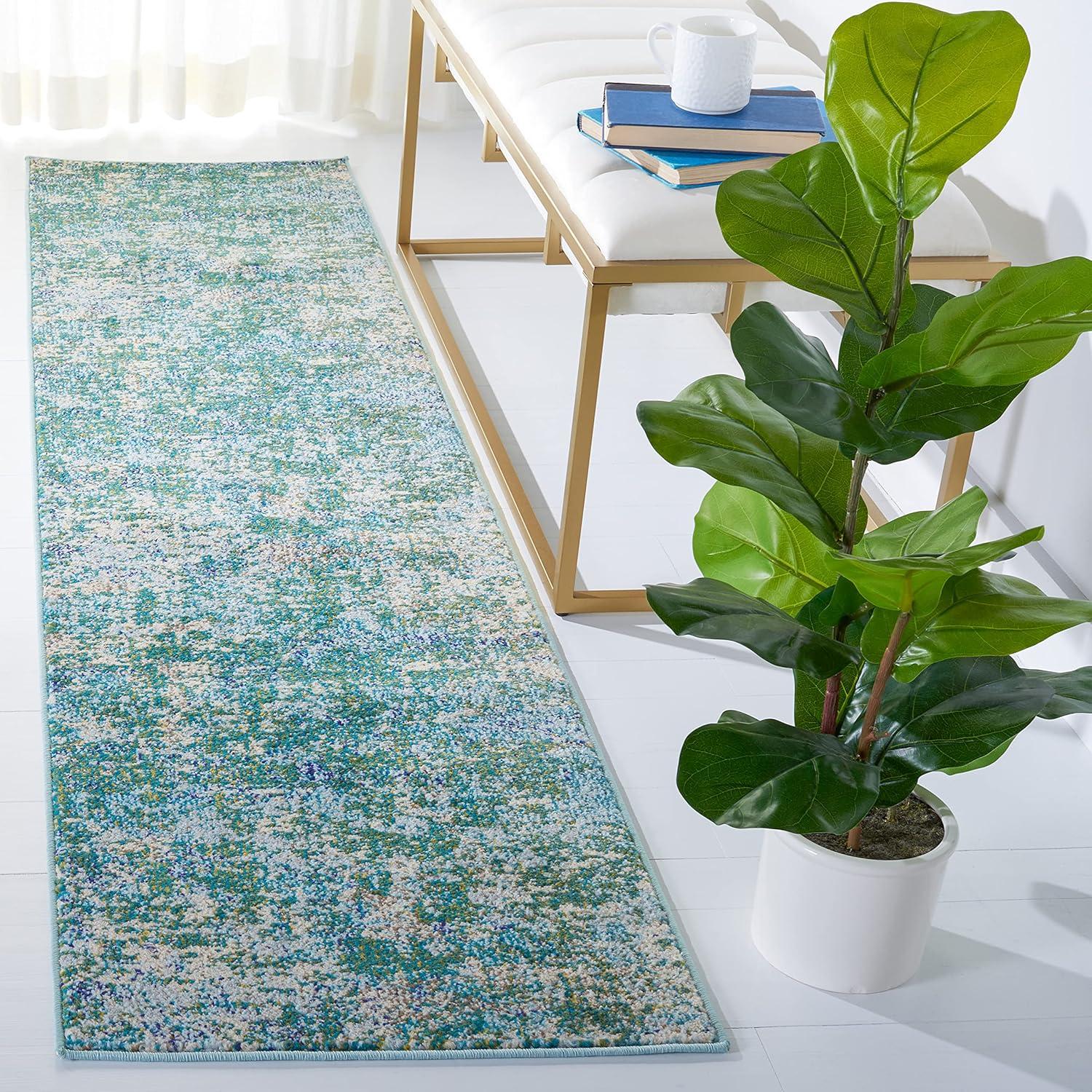 image:imageSAFAVIEH Area Rug 8x10 Madison Collection Large Grey amp Blue Modern Abstract Design NonShedding amp Easy Cleaning Ideal for Living Room Bedroom Office Dining Space MAD471FGreenTurquoise