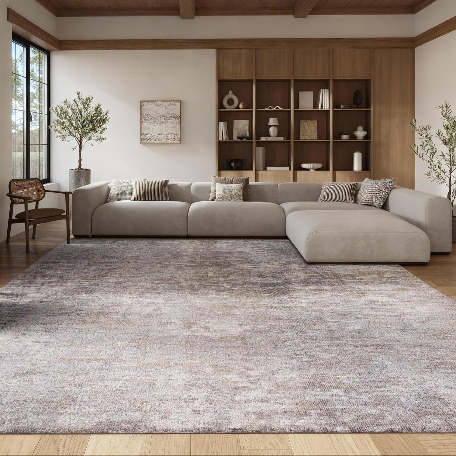 image:imageSAFAVIEH Area Rug 8x10 Madison Collection Large Grey amp Blue Modern Abstract Design NonShedding amp Easy Cleaning Ideal for Living Room Bedroom Office Dining Space MAD471FGreyBeige