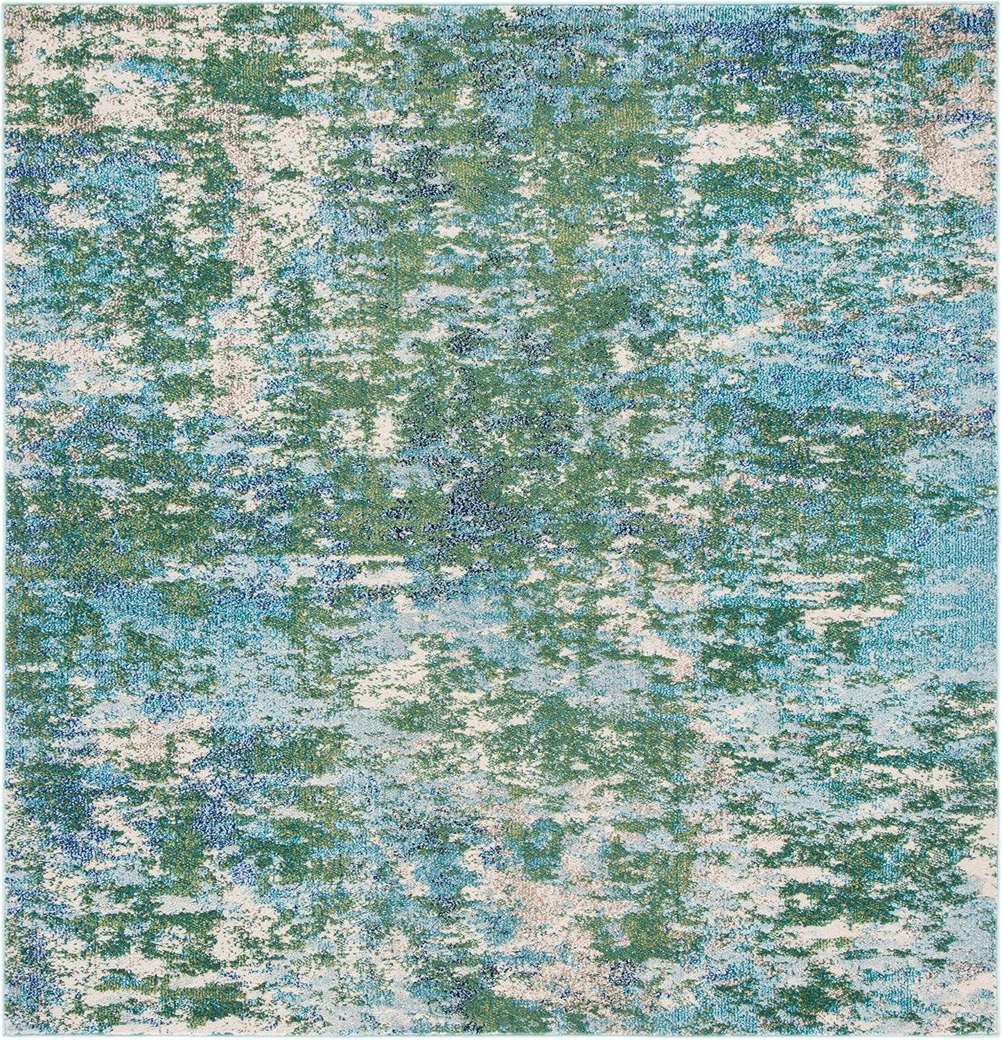 image:imageSAFAVIEH Area Rug 8x10 Madison Collection Large Grey amp Blue Modern Abstract Design NonShedding amp Easy Cleaning Ideal for Living Room Bedroom Office Dining Space MAD471FGreenTurquoise