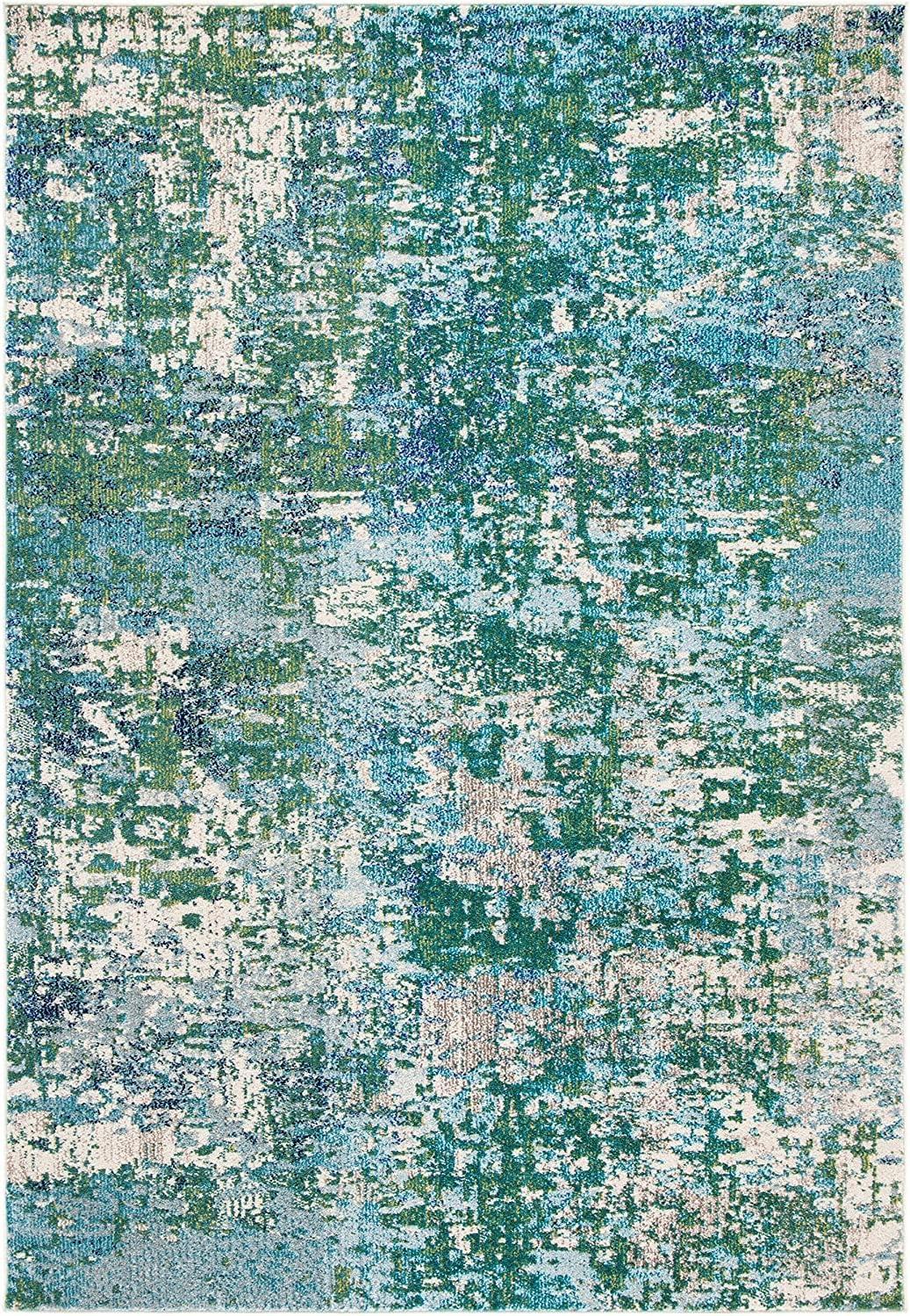 image:imageSAFAVIEH Area Rug 8x10 Madison Collection Large Grey amp Blue Modern Abstract Design NonShedding amp Easy Cleaning Ideal for Living Room Bedroom Office Dining Space MAD471FGreenTurquoise