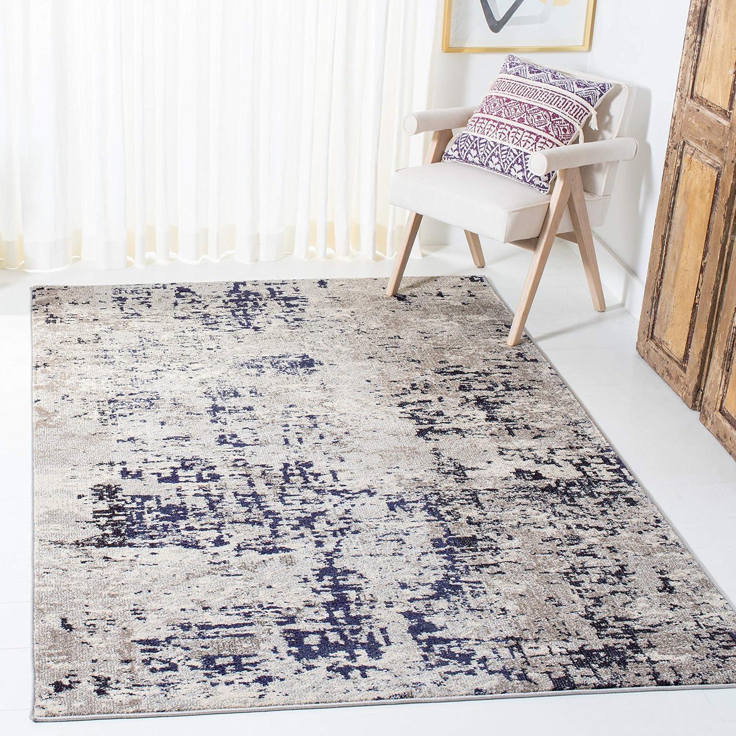 image:imageSAFAVIEH Area Rug 8x10 Madison Collection Large Grey amp Blue Modern Abstract Design NonShedding amp Easy Cleaning Ideal for Living Room Bedroom Office Dining Space MAD471FBeigePurple