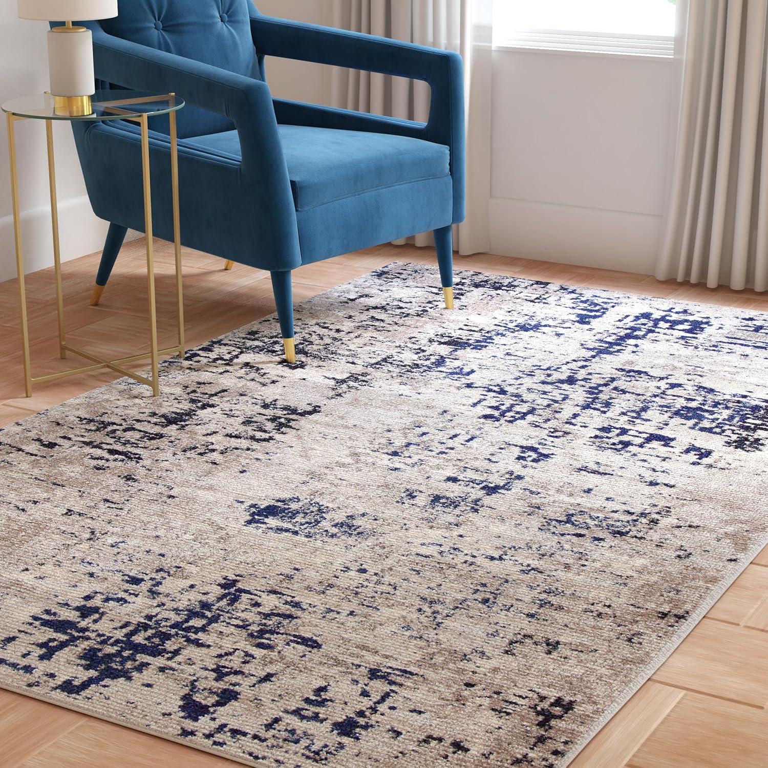 image:imageSAFAVIEH Area Rug 8x10 Madison Collection Large Grey amp Blue Modern Abstract Design NonShedding amp Easy Cleaning Ideal for Living Room Bedroom Office Dining Space MAD471FBeigePurple