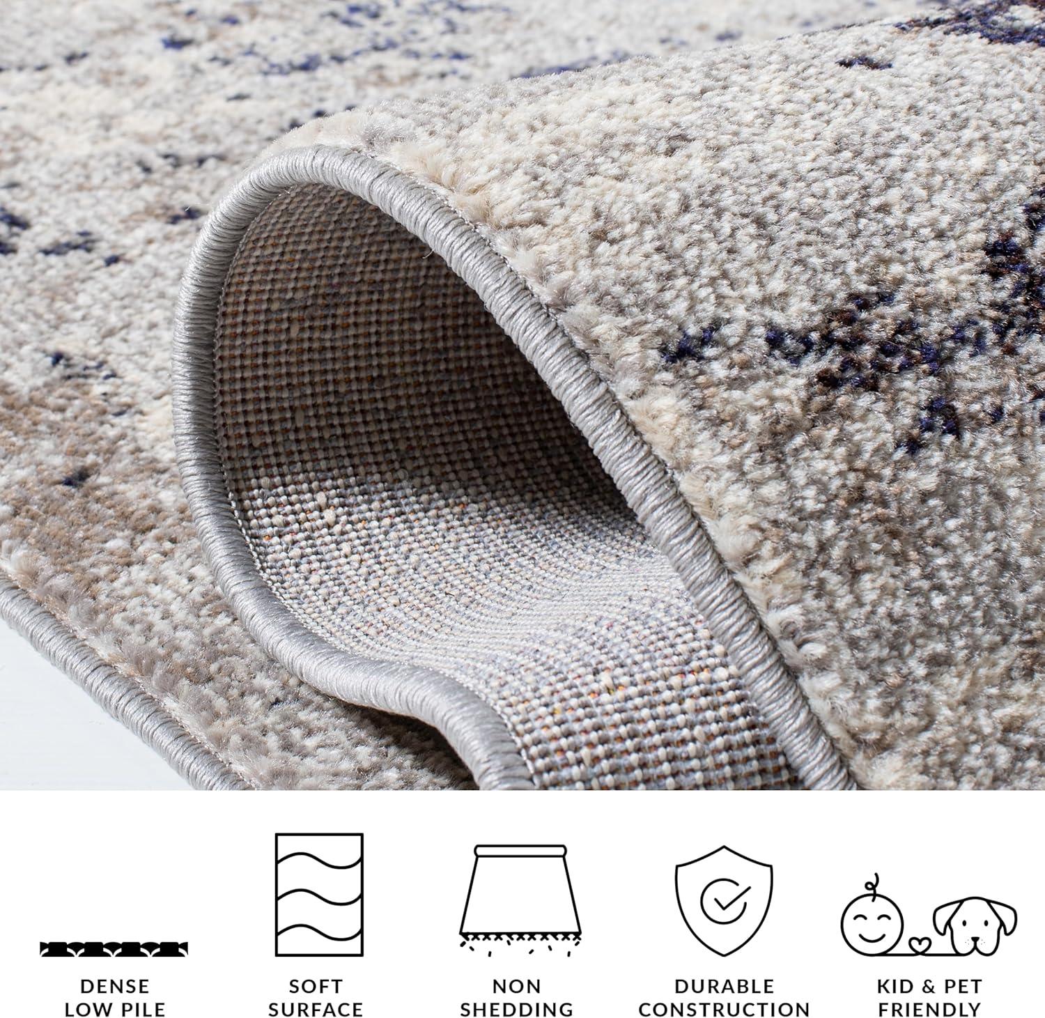image:imageSAFAVIEH Area Rug 8x10 Madison Collection Large Grey amp Blue Modern Abstract Design NonShedding amp Easy Cleaning Ideal for Living Room Bedroom Office Dining Space MAD471FBeigePurple