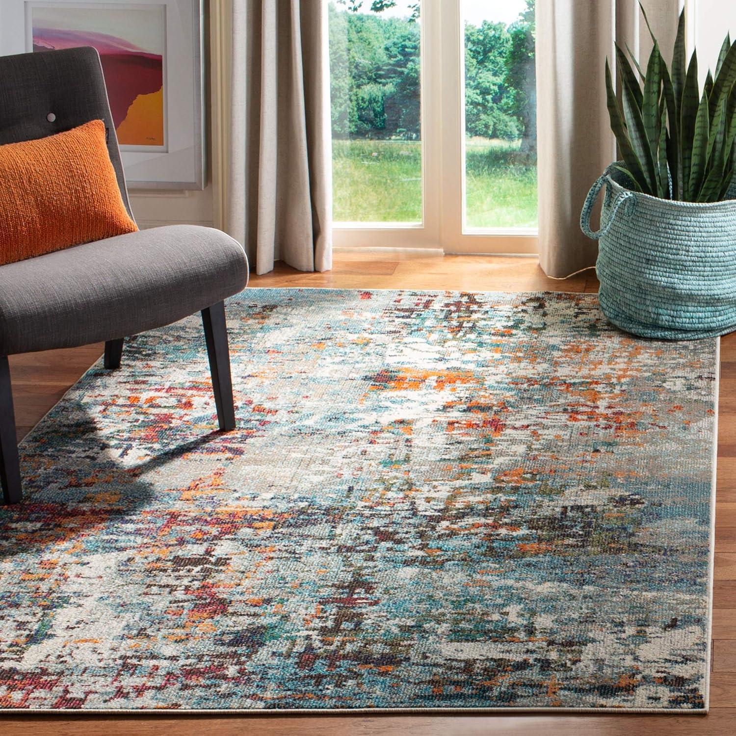 image:imageSAFAVIEH Area Rug 8x10 Madison Collection Large Grey amp Blue Modern Abstract Design NonShedding amp Easy Cleaning Ideal for Living Room Bedroom Office Dining Space MAD471FGreyBlue