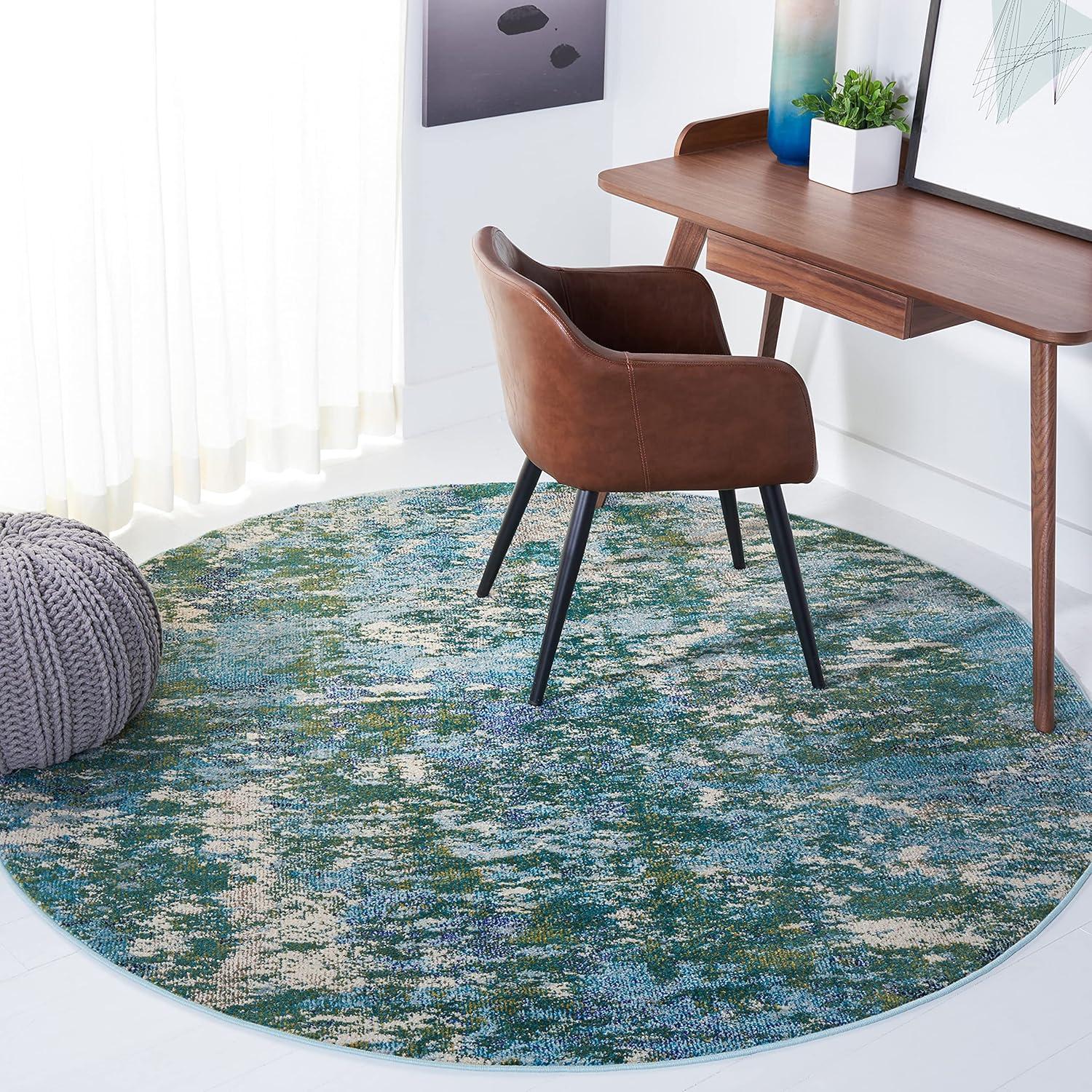 image:imageSAFAVIEH Area Rug 8x10 Madison Collection Large Grey amp Blue Modern Abstract Design NonShedding amp Easy Cleaning Ideal for Living Room Bedroom Office Dining Space MAD471FGreenTurquoise