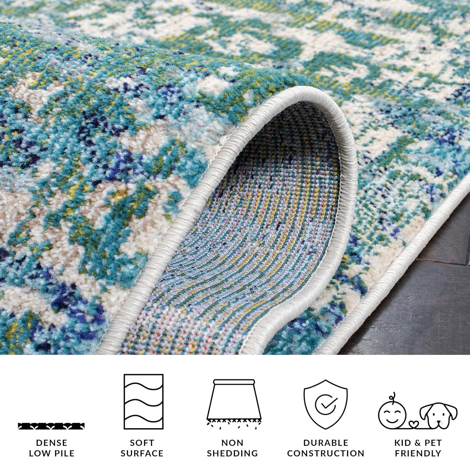 image:imageSAFAVIEH Area Rug 8x10 Madison Collection Large Grey amp Blue Modern Abstract Design NonShedding amp Easy Cleaning Ideal for Living Room Bedroom Office Dining Space MAD471FGreenTurquoise