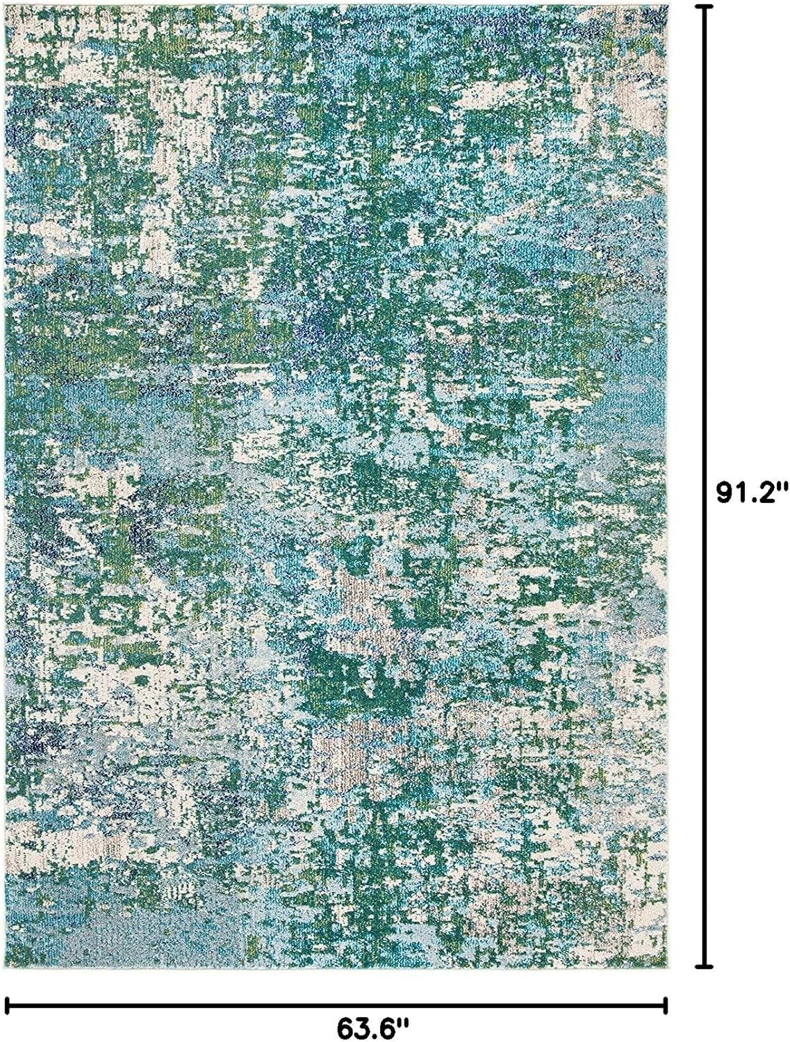 image:imageSAFAVIEH Area Rug 8x10 Madison Collection Large Grey amp Blue Modern Abstract Design NonShedding amp Easy Cleaning Ideal for Living Room Bedroom Office Dining Space MAD471FGreenTurquoise