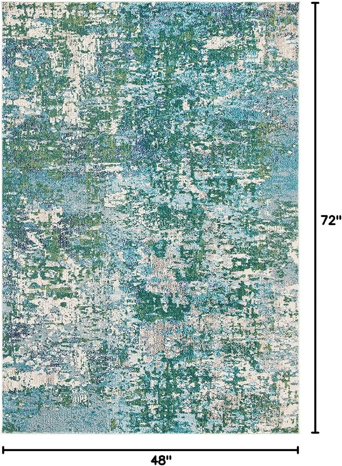 image:imageSAFAVIEH Area Rug 8x10 Madison Collection Large Grey amp Blue Modern Abstract Design NonShedding amp Easy Cleaning Ideal for Living Room Bedroom Office Dining Space MAD471FGreenTurquoise