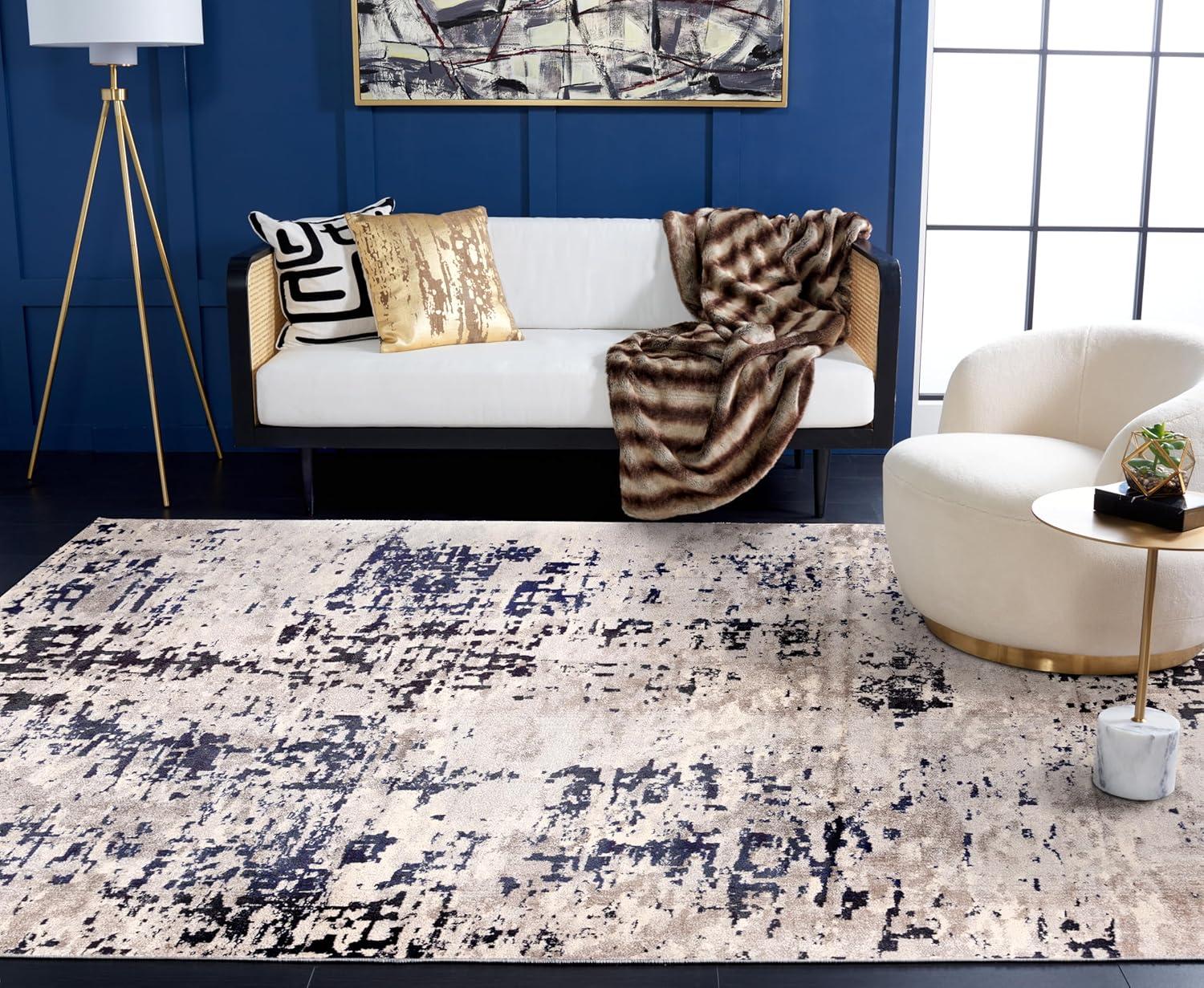 image:imageSAFAVIEH Area Rug 8x10 Madison Collection Large Grey amp Blue Modern Abstract Design NonShedding amp Easy Cleaning Ideal for Living Room Bedroom Office Dining Space MAD471FBeigePurple
