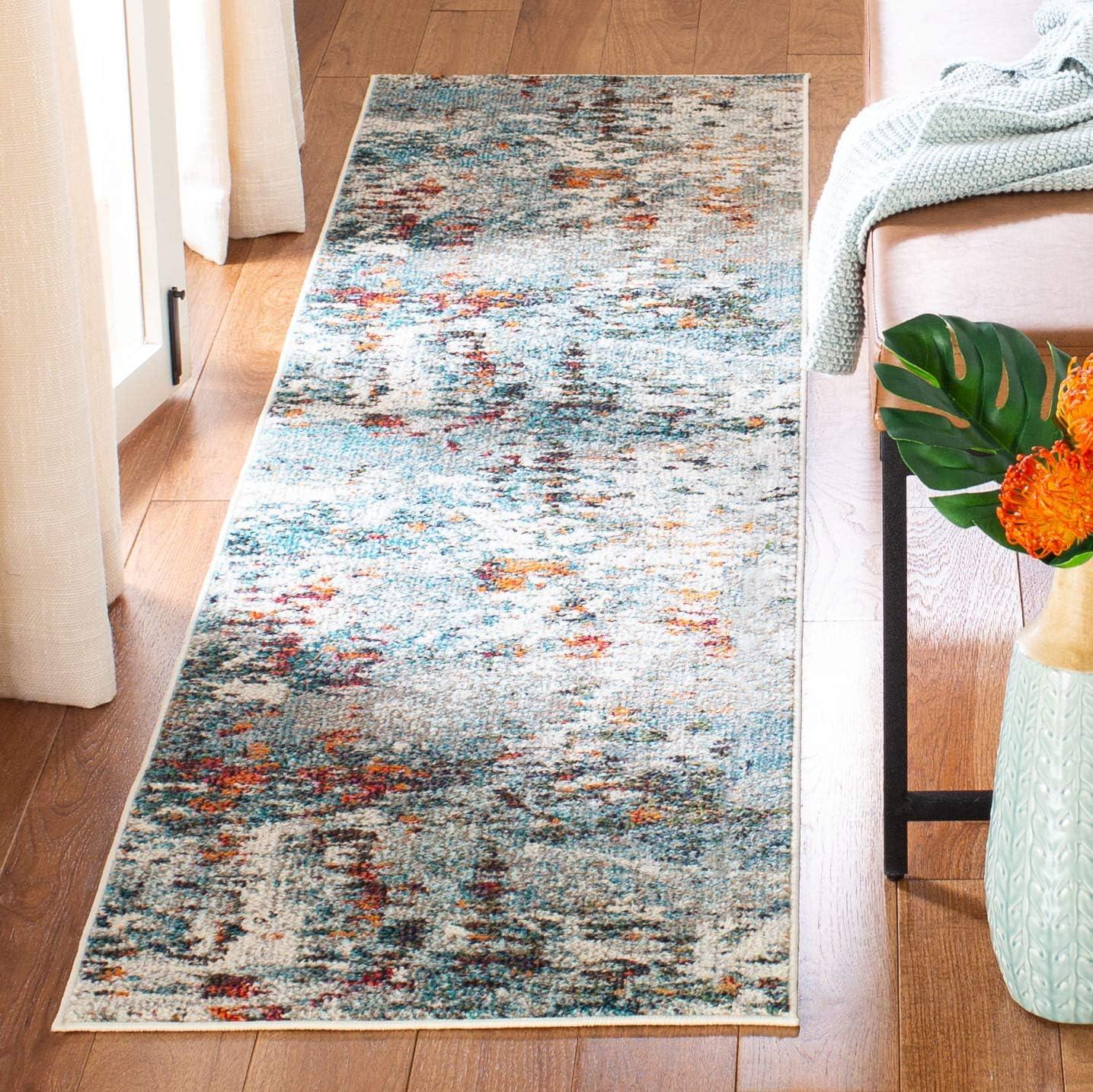 image:imageSAFAVIEH Area Rug 8x10 Madison Collection Large Grey amp Blue Modern Abstract Design NonShedding amp Easy Cleaning Ideal for Living Room Bedroom Office Dining Space MAD471FGreyBlue