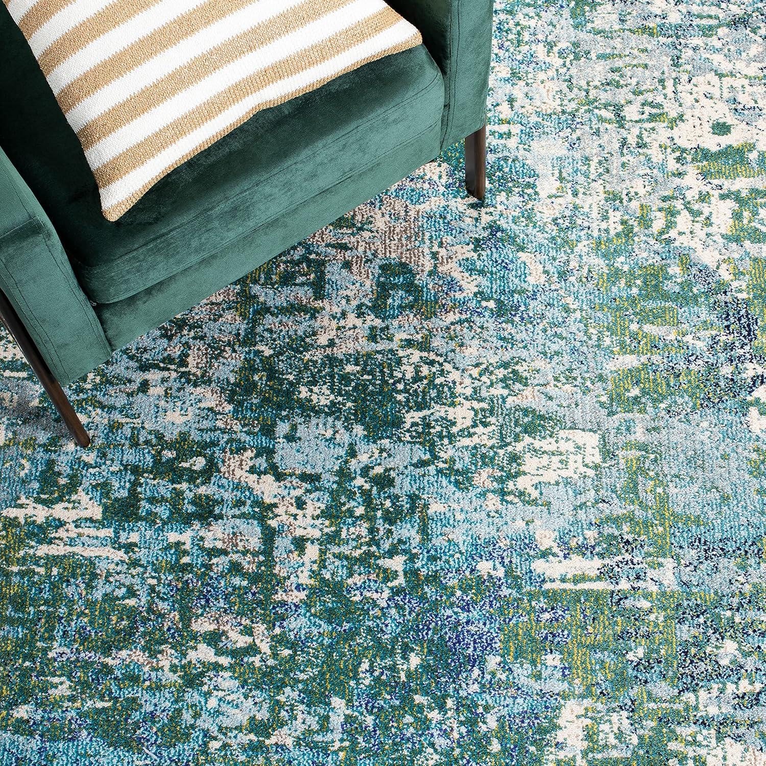 image:imageSAFAVIEH Area Rug 8x10 Madison Collection Large Grey amp Blue Modern Abstract Design NonShedding amp Easy Cleaning Ideal for Living Room Bedroom Office Dining Space MAD471FGreenTurquoise