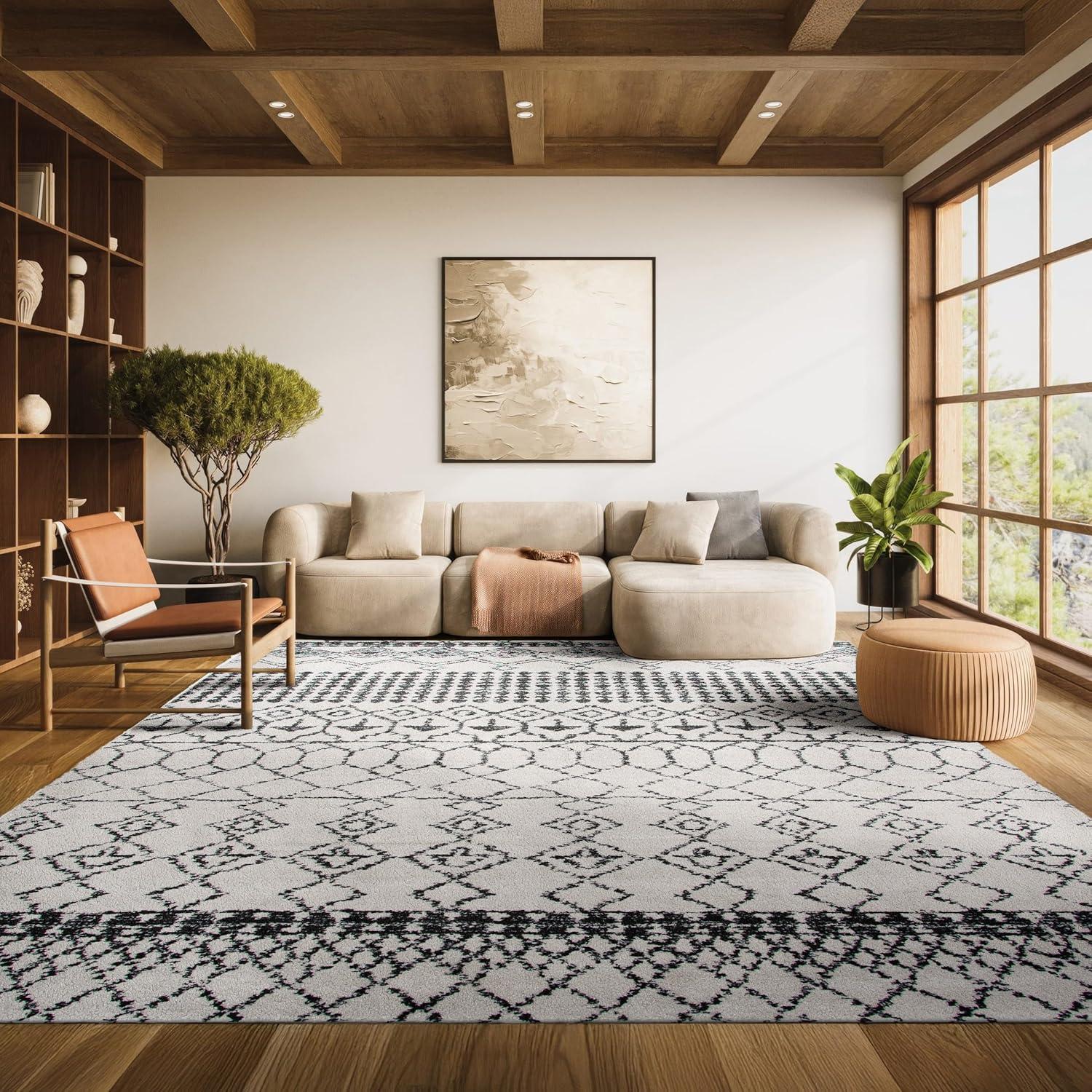 image:imageSAFAVIEH Area Rug 8x10 Tulum Collection Large Ivory amp Black Moroccan Boho Distressed Design NonShedding amp Easy Cleaning Ideal for Living Room Bedroom Office Dining Space TUL229BIvoryBlack