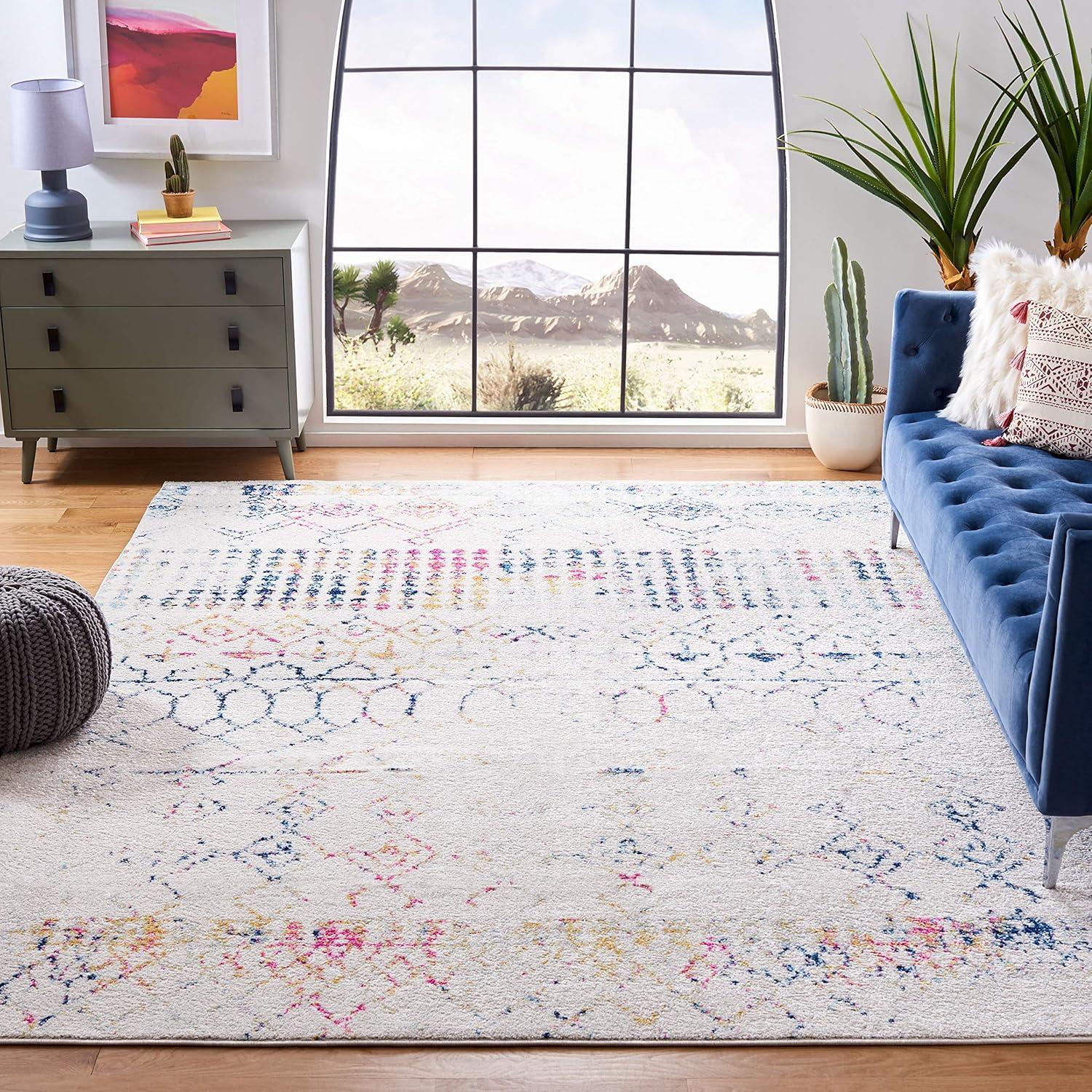 image:imageSAFAVIEH Area Rug 8x10 Tulum Collection Large Ivory amp Black Moroccan Boho Distressed Design NonShedding amp Easy Cleaning Ideal for Living Room Bedroom Office Dining Space TUL229BIvoryBlue