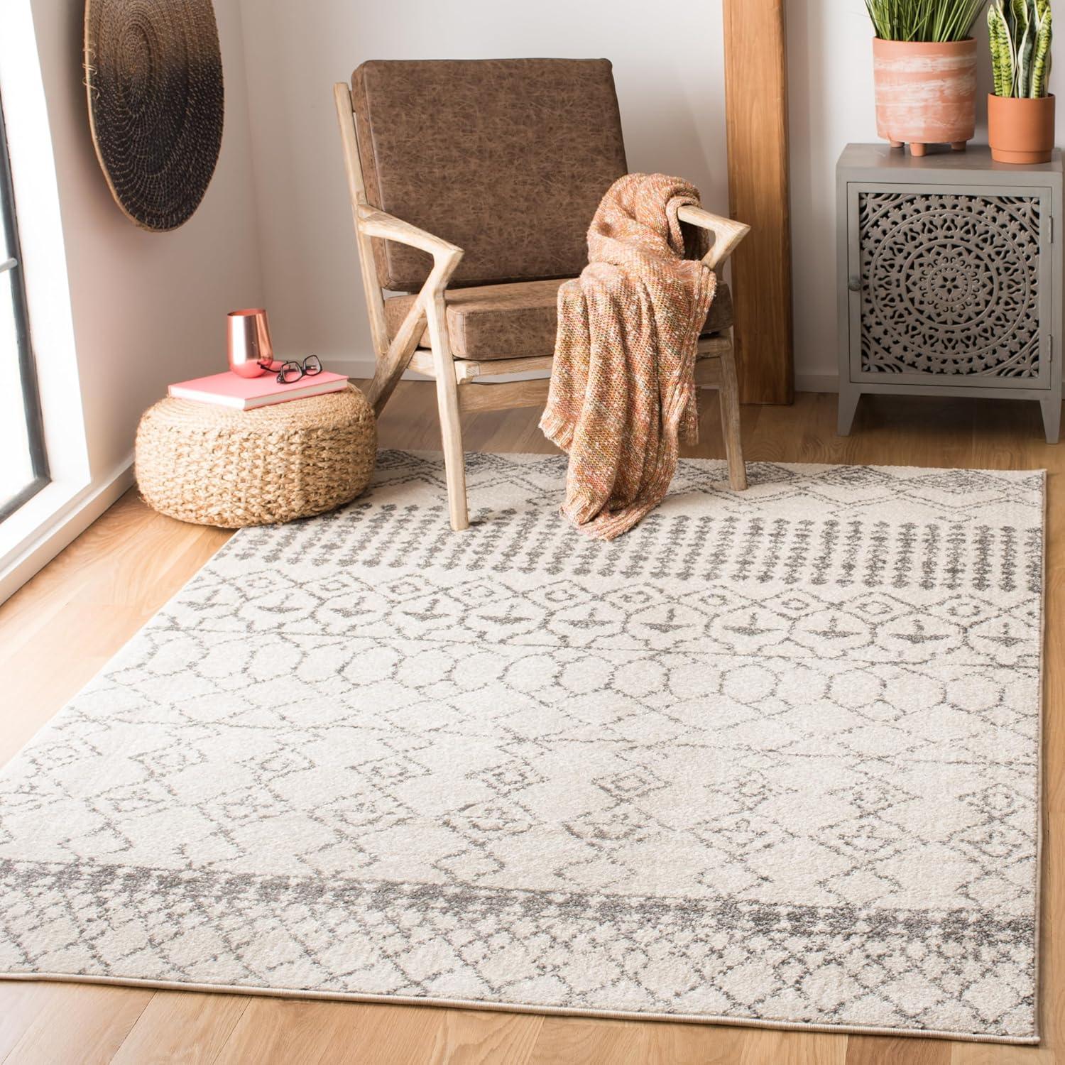 image:imageSAFAVIEH Area Rug 8x10 Tulum Collection Large Ivory amp Black Moroccan Boho Distressed Design NonShedding amp Easy Cleaning Ideal for Living Room Bedroom Office Dining Space TUL229BIvoryGrey