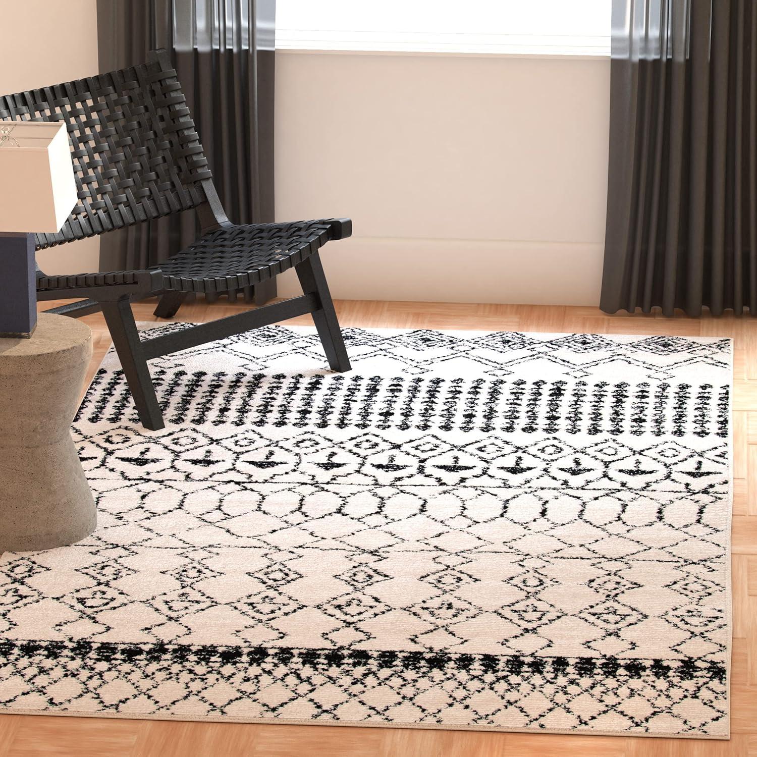 image:imageSAFAVIEH Area Rug 8x10 Tulum Collection Large Ivory amp Black Moroccan Boho Distressed Design NonShedding amp Easy Cleaning Ideal for Living Room Bedroom Office Dining Space TUL229BIvoryBlack