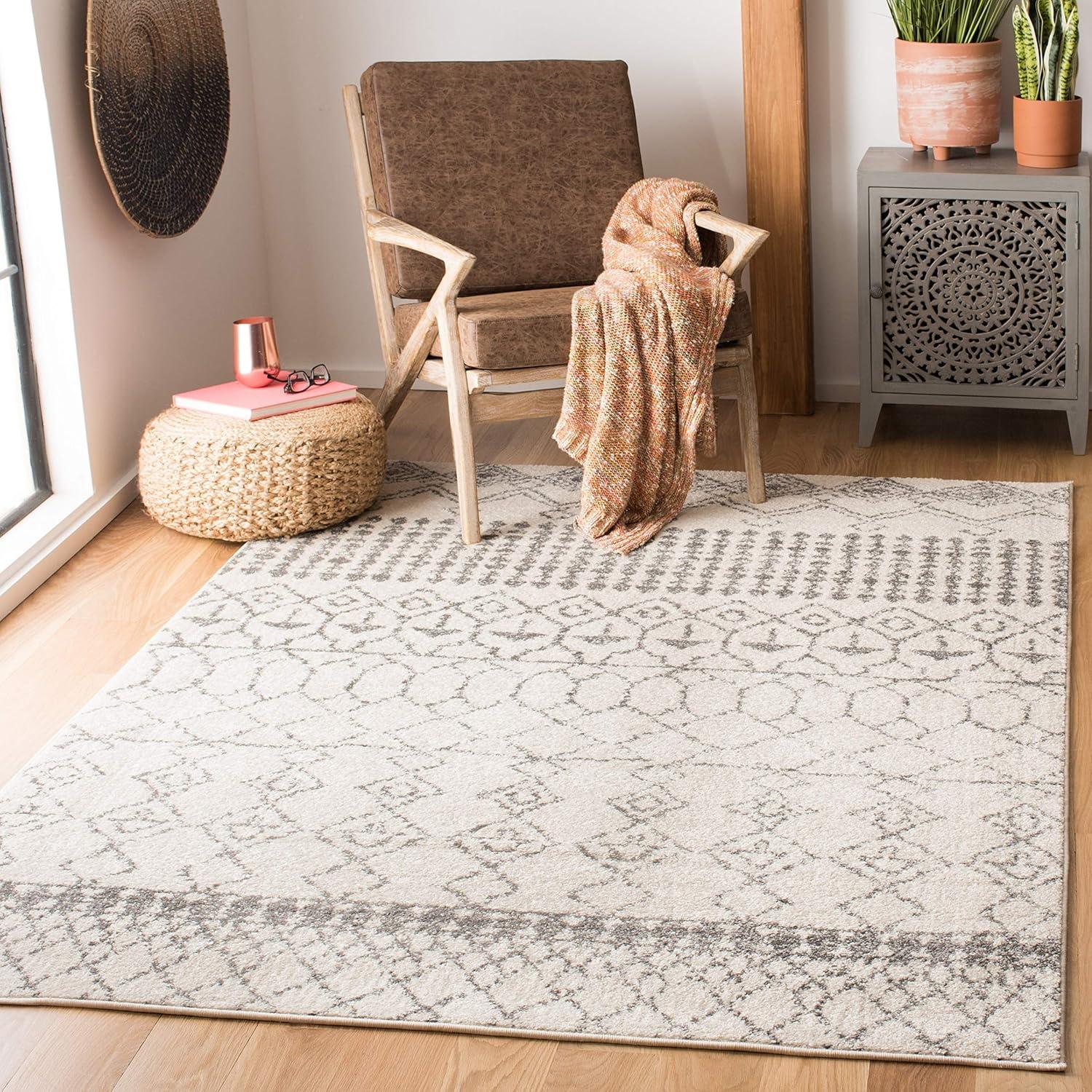 image:imageSAFAVIEH Area Rug 8x10 Tulum Collection Large Ivory amp Black Moroccan Boho Distressed Design NonShedding amp Easy Cleaning Ideal for Living Room Bedroom Office Dining Space TUL229BIvoryGrey