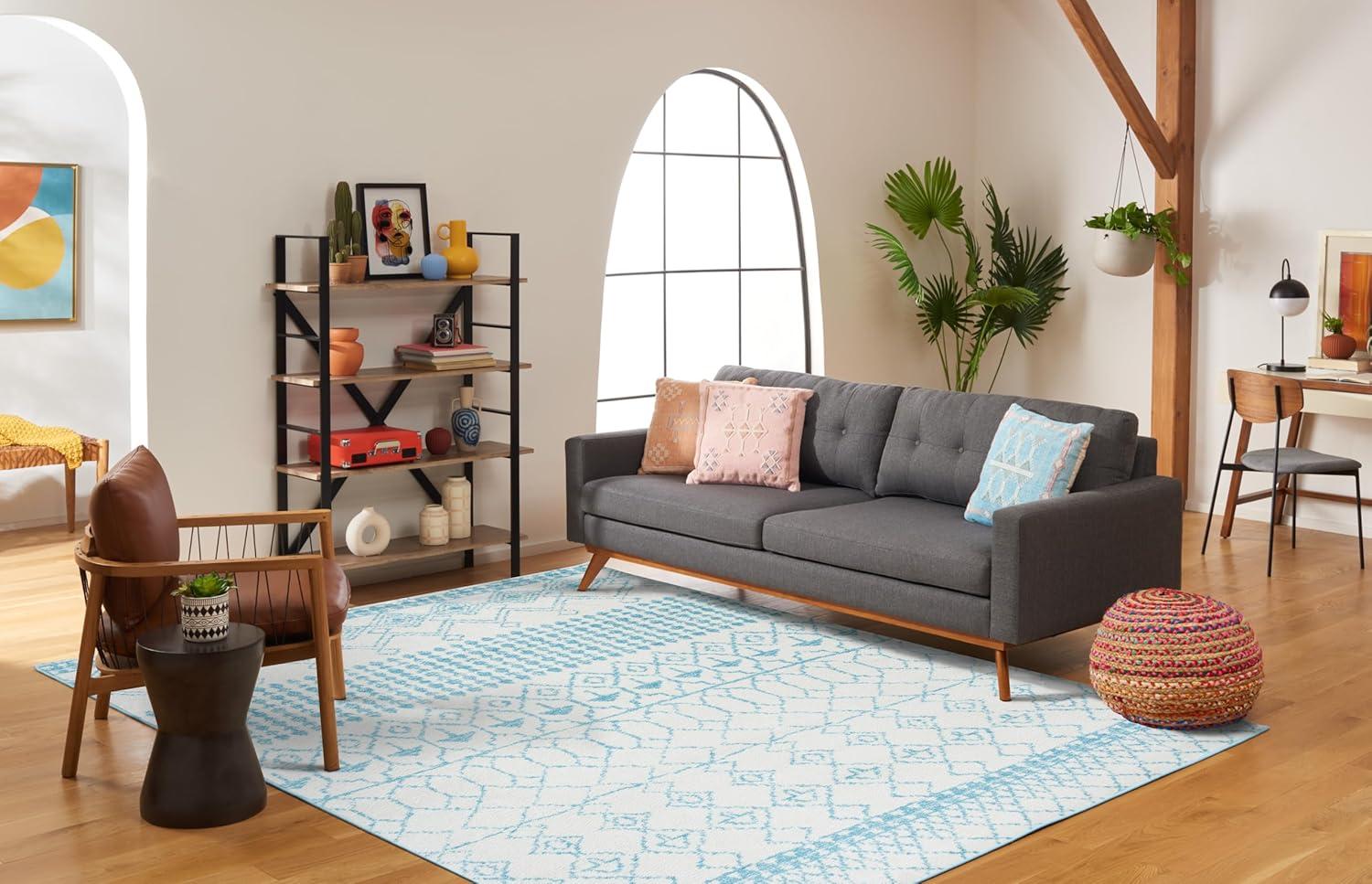 image:imageSAFAVIEH Area Rug 8x10 Tulum Collection Large Ivory amp Black Moroccan Boho Distressed Design NonShedding amp Easy Cleaning Ideal for Living Room Bedroom Office Dining Space TUL229BIvoryTurquoise
