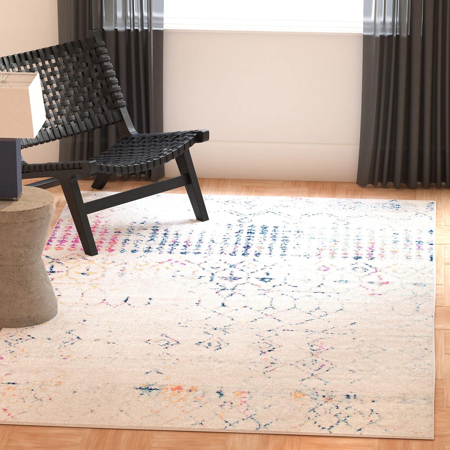image:imageSAFAVIEH Area Rug 8x10 Tulum Collection Large Ivory amp Black Moroccan Boho Distressed Design NonShedding amp Easy Cleaning Ideal for Living Room Bedroom Office Dining Space TUL229BIvoryBlue