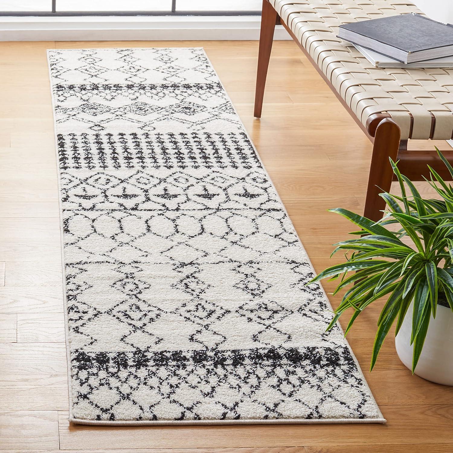 image:imageSAFAVIEH Area Rug 8x10 Tulum Collection Large Ivory amp Black Moroccan Boho Distressed Design NonShedding amp Easy Cleaning Ideal for Living Room Bedroom Office Dining Space TUL229BIvoryBlack
