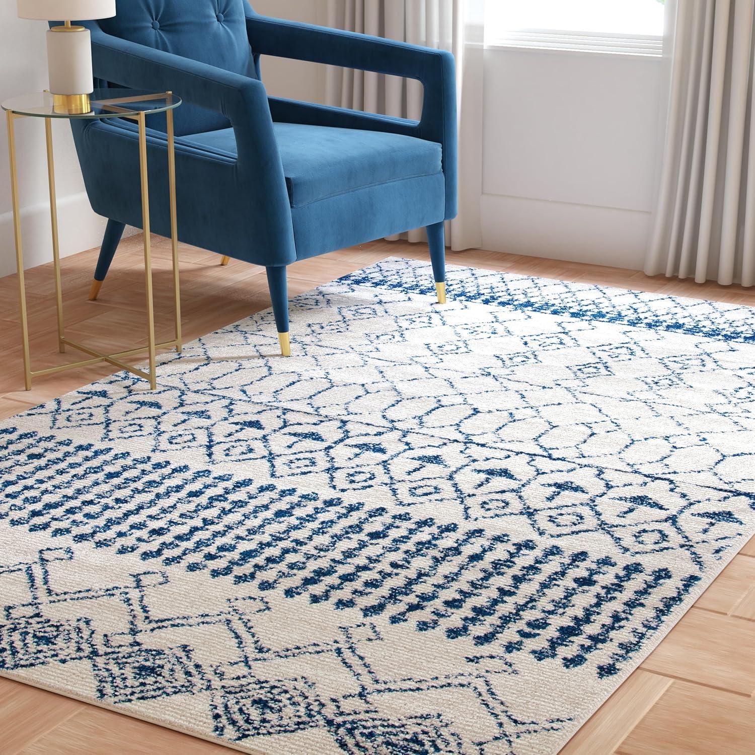 image:imageSAFAVIEH Area Rug 8x10 Tulum Collection Large Ivory amp Black Moroccan Boho Distressed Design NonShedding amp Easy Cleaning Ideal for Living Room Bedroom Office Dining Space TUL229BIvoryNavy