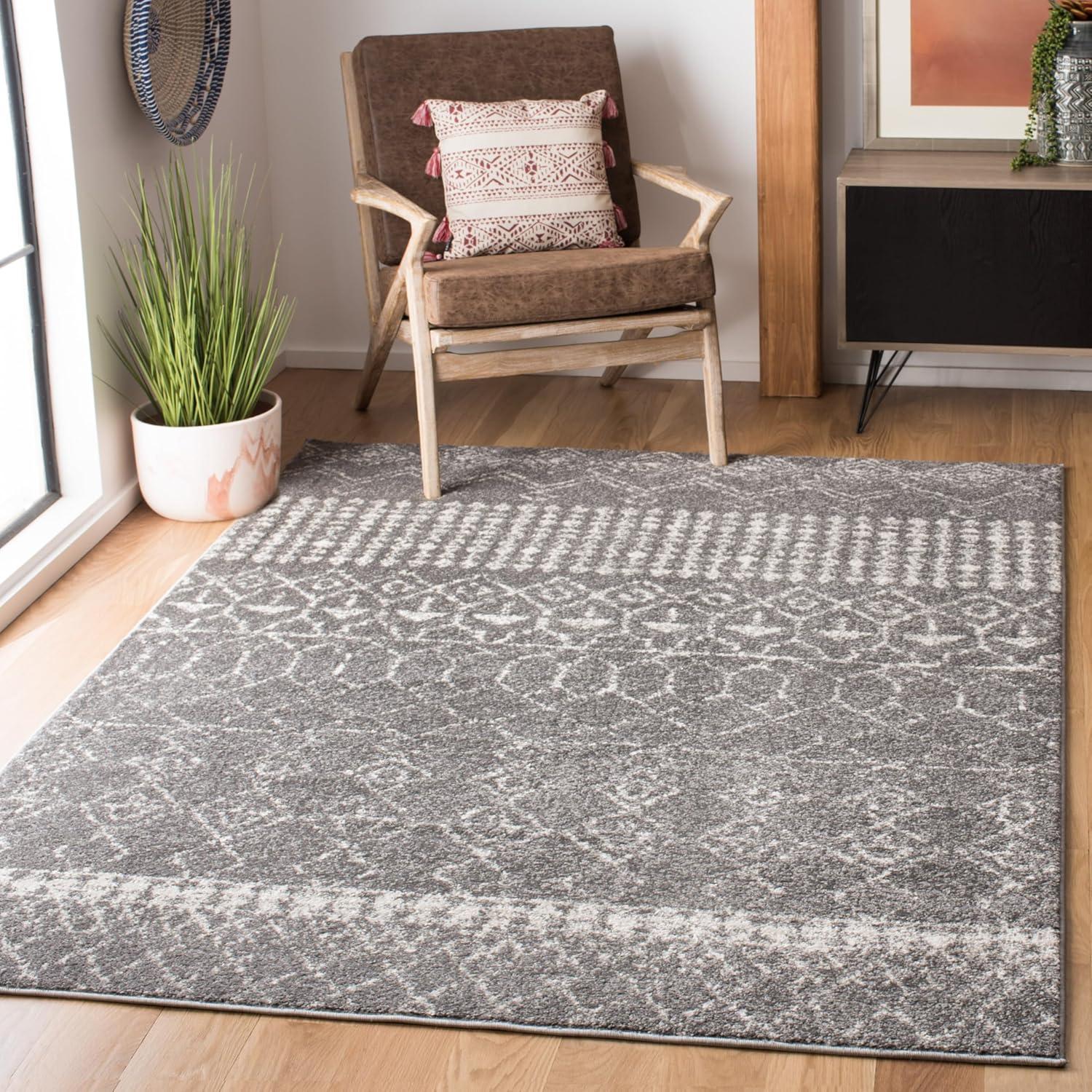 image:imageSAFAVIEH Area Rug 8x10 Tulum Collection Large Ivory amp Black Moroccan Boho Distressed Design NonShedding amp Easy Cleaning Ideal for Living Room Bedroom Office Dining Space TUL229BGreyIvory