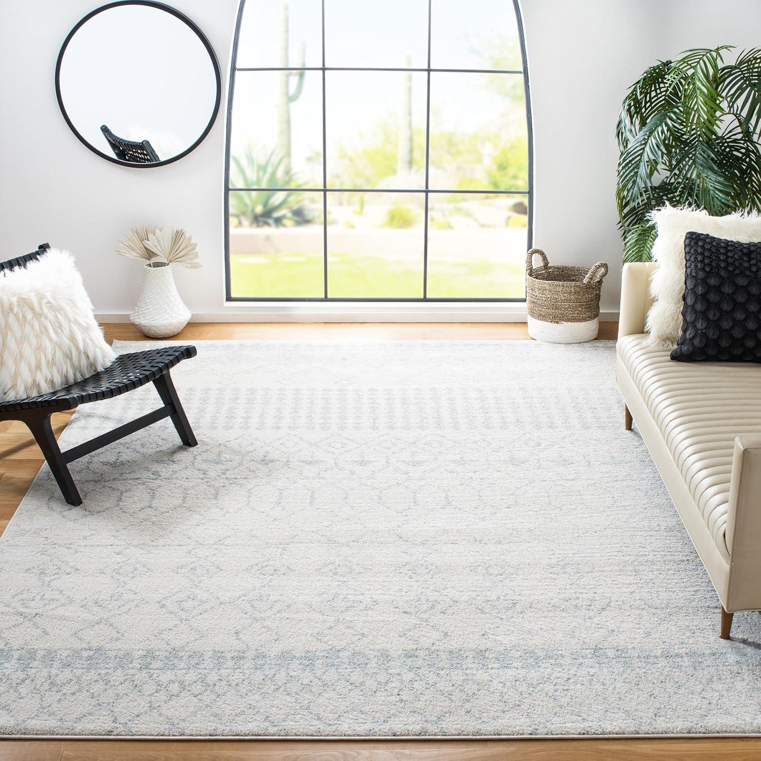 image:imageSAFAVIEH Area Rug 8x10 Tulum Collection Large Ivory amp Black Moroccan Boho Distressed Design NonShedding amp Easy Cleaning Ideal for Living Room Bedroom Office Dining Space TUL229BIvoryLight Grey