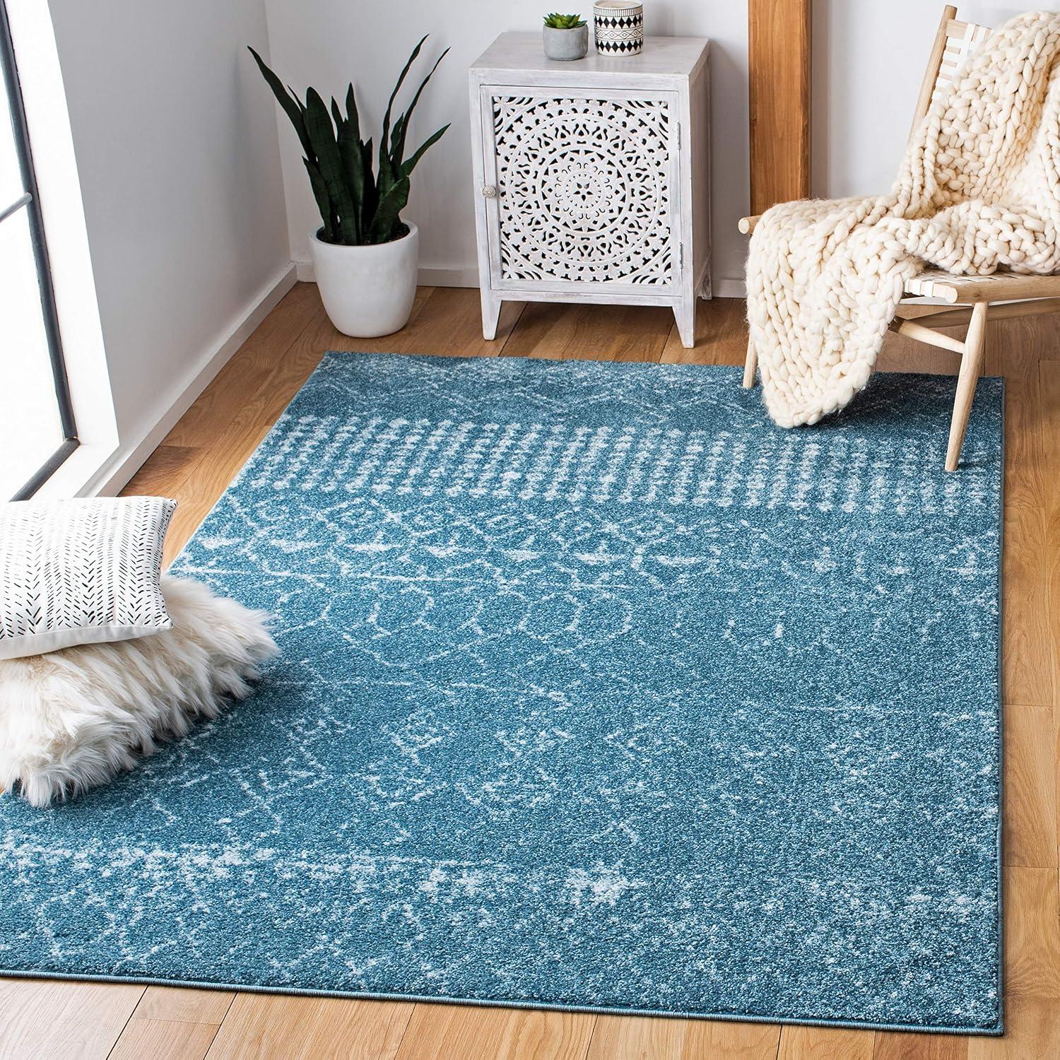 image:imageSAFAVIEH Area Rug 8x10 Tulum Collection Large Ivory amp Black Moroccan Boho Distressed Design NonShedding amp Easy Cleaning Ideal for Living Room Bedroom Office Dining Space TUL229BTurquoiseBlue