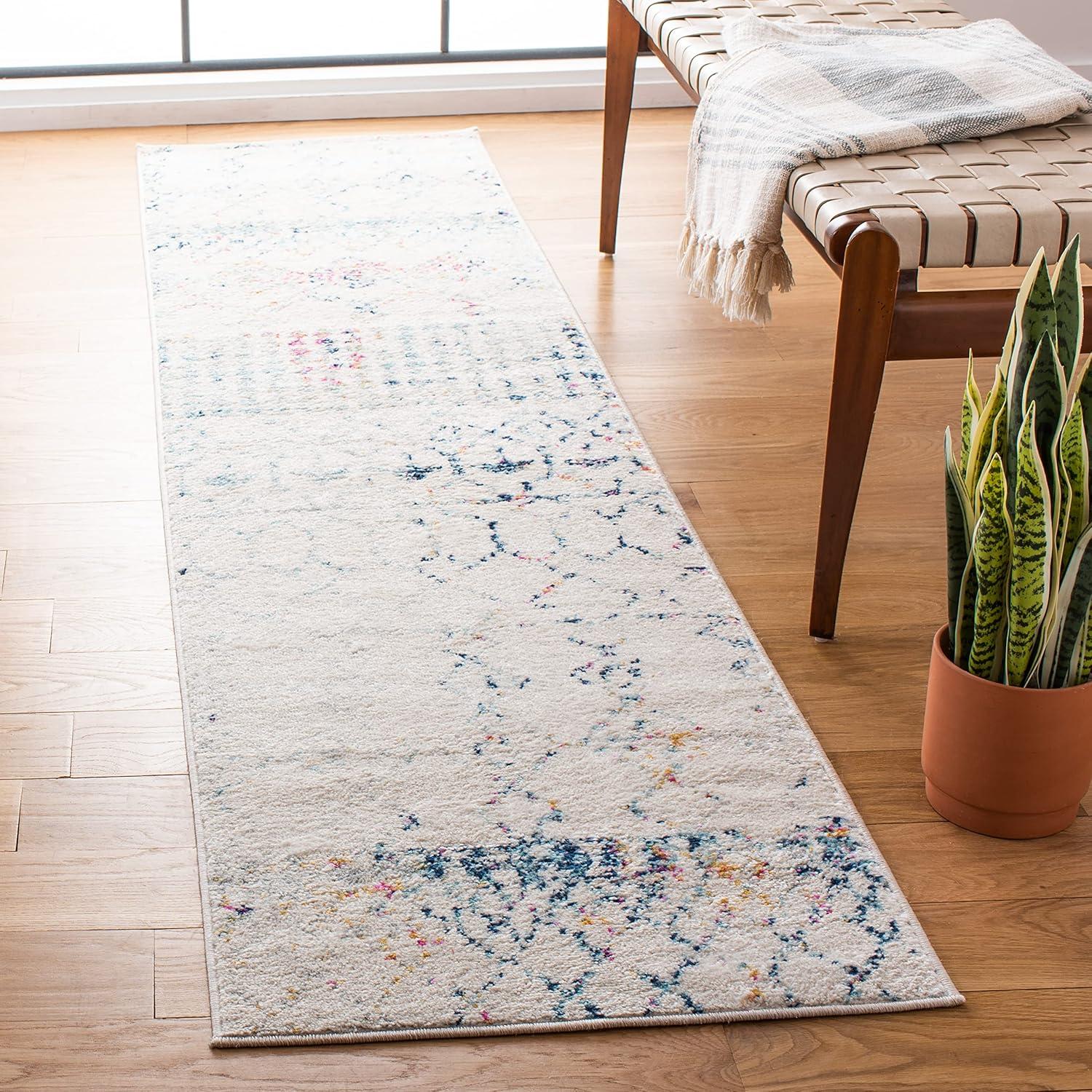 image:imageSAFAVIEH Area Rug 8x10 Tulum Collection Large Ivory amp Black Moroccan Boho Distressed Design NonShedding amp Easy Cleaning Ideal for Living Room Bedroom Office Dining Space TUL229BIvoryBlue
