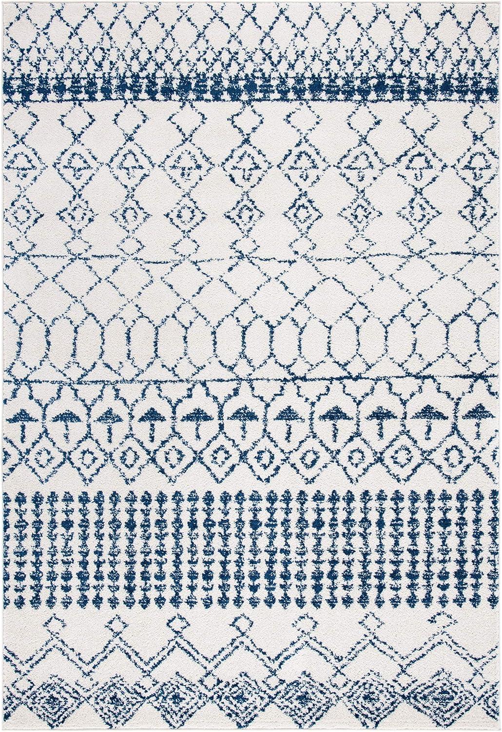 image:imageSAFAVIEH Area Rug 8x10 Tulum Collection Large Ivory amp Black Moroccan Boho Distressed Design NonShedding amp Easy Cleaning Ideal for Living Room Bedroom Office Dining Space TUL229BIvoryNavy