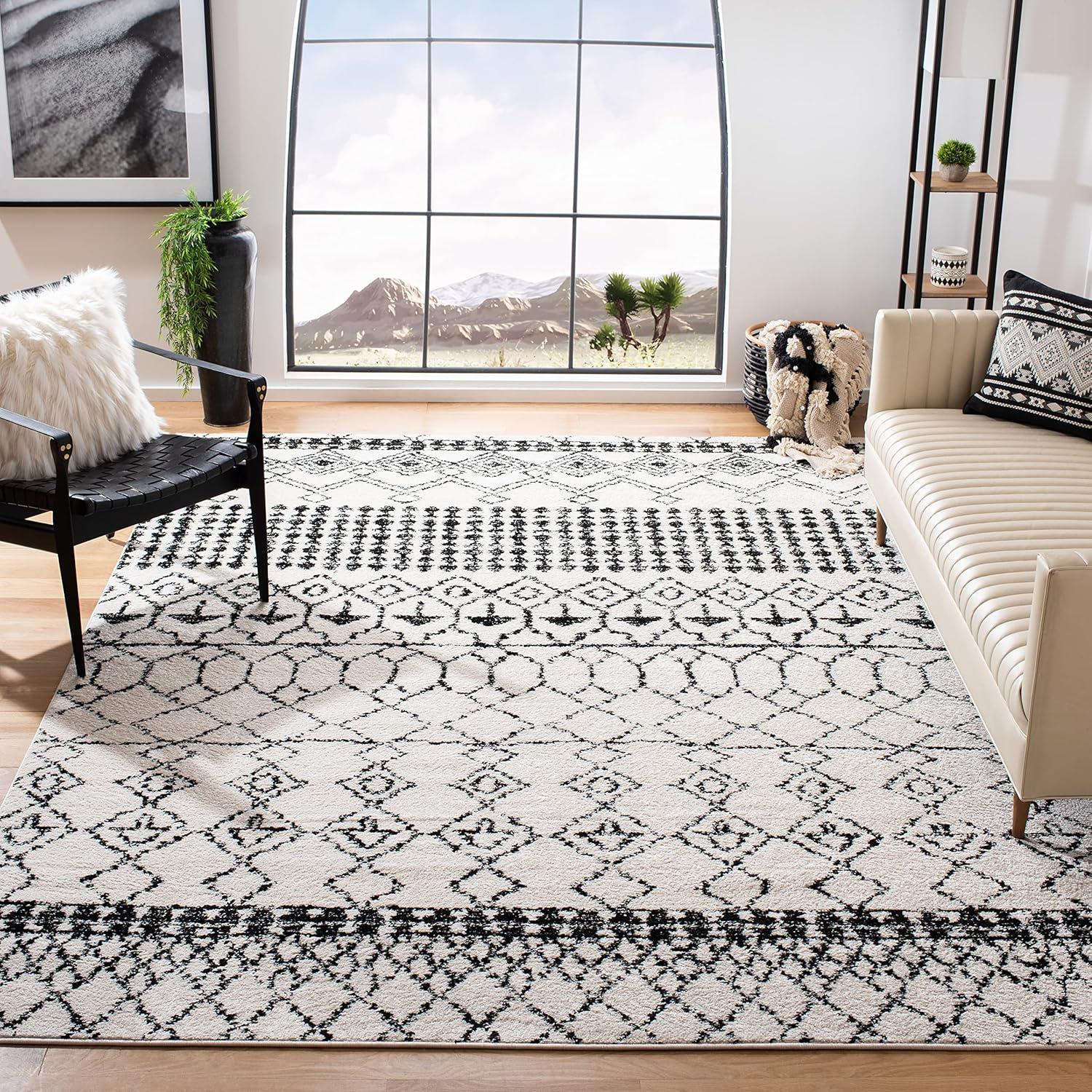 image:imageSAFAVIEH Area Rug 8x10 Tulum Collection Large Ivory amp Black Moroccan Boho Distressed Design NonShedding amp Easy Cleaning Ideal for Living Room Bedroom Office Dining Space TUL229BIvoryBlack