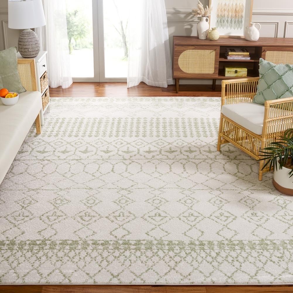 image:imageSAFAVIEH Area Rug 8x10 Tulum Collection Large Ivory amp Black Moroccan Boho Distressed Design NonShedding amp Easy Cleaning Ideal for Living Room Bedroom Office Dining Space TUL229BIvorySage