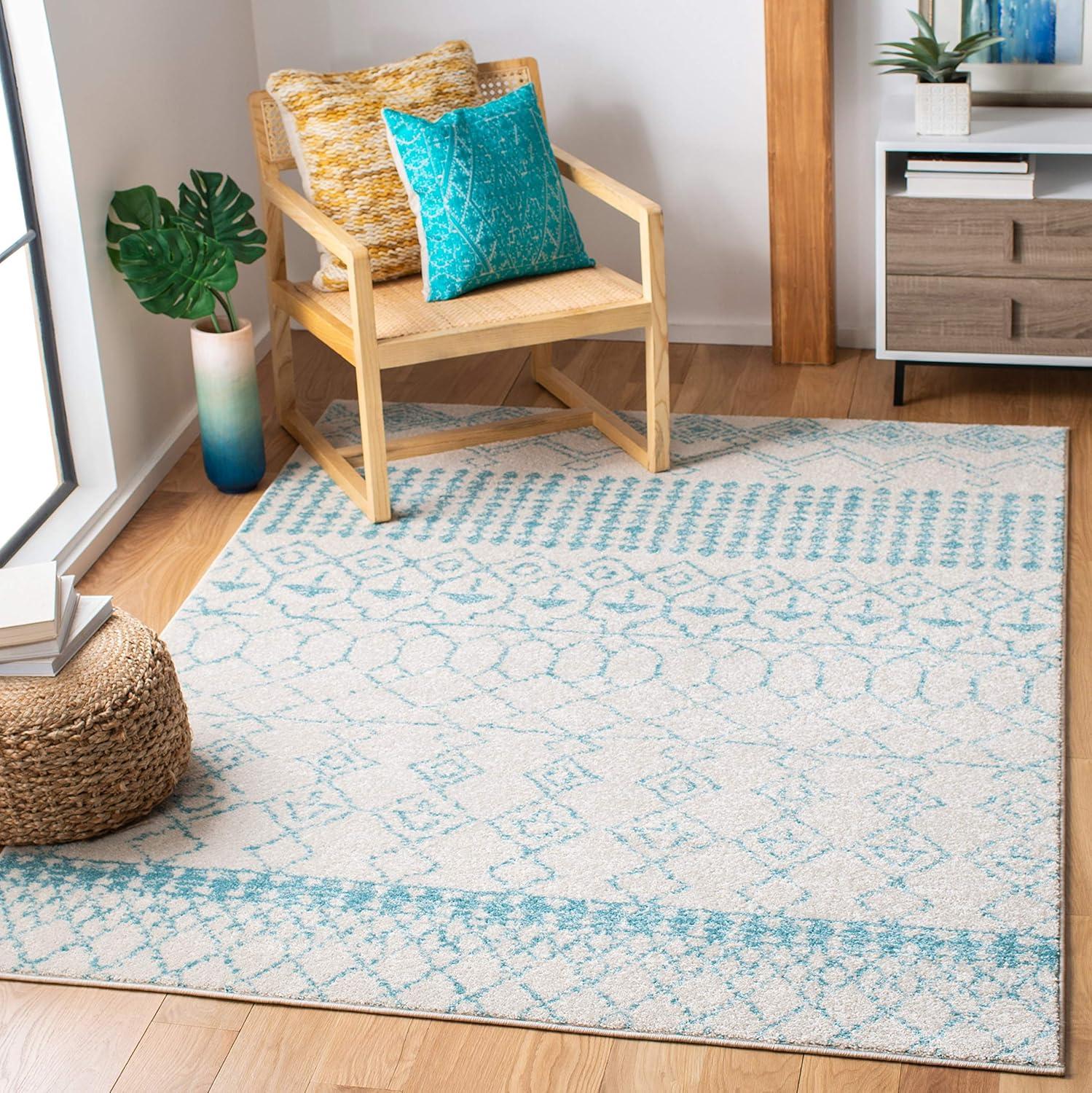 image:imageSAFAVIEH Area Rug 8x10 Tulum Collection Large Ivory amp Black Moroccan Boho Distressed Design NonShedding amp Easy Cleaning Ideal for Living Room Bedroom Office Dining Space TUL229BIvoryTurquoise