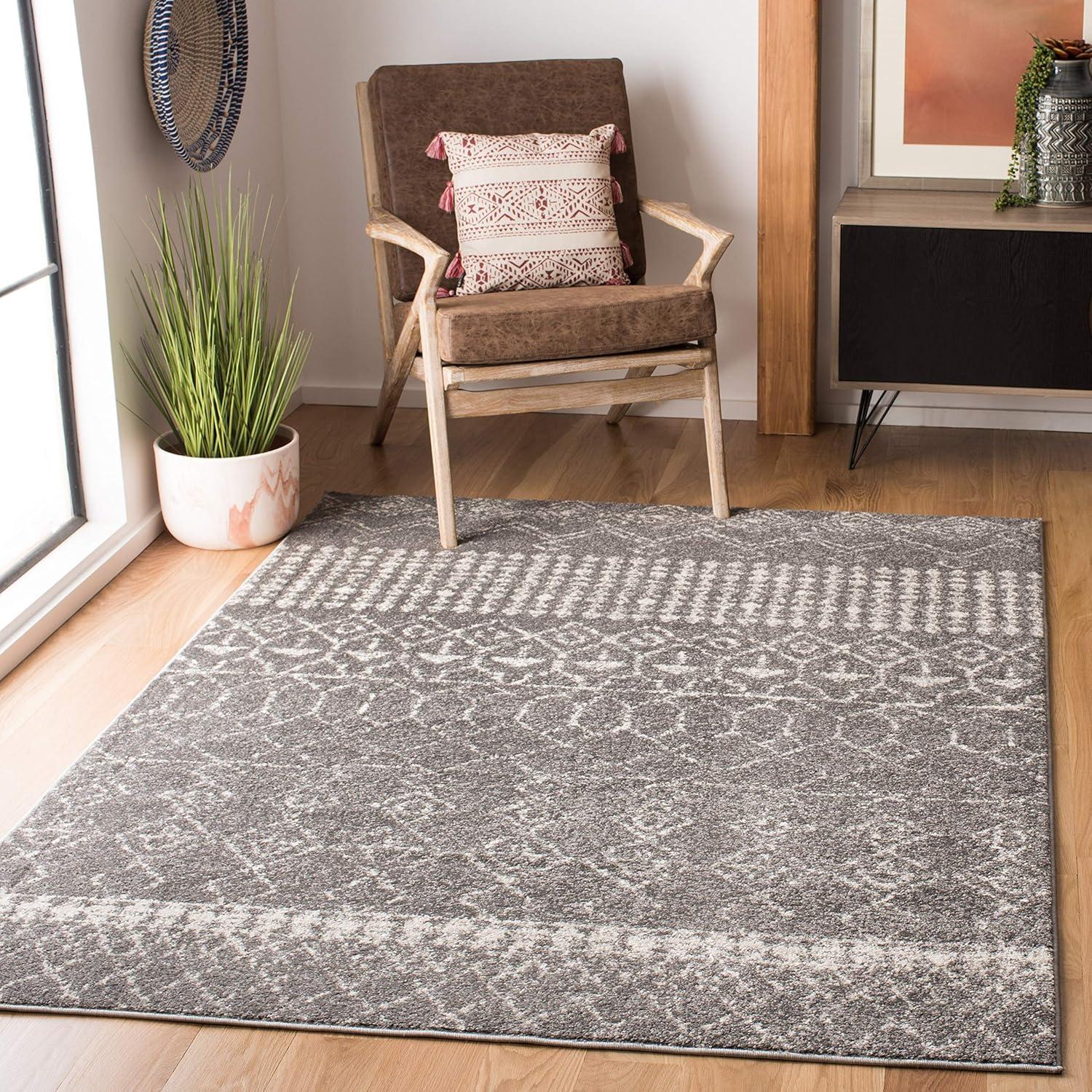 image:imageSAFAVIEH Area Rug 8x10 Tulum Collection Large Ivory amp Black Moroccan Boho Distressed Design NonShedding amp Easy Cleaning Ideal for Living Room Bedroom Office Dining Space TUL229BGreyIvory