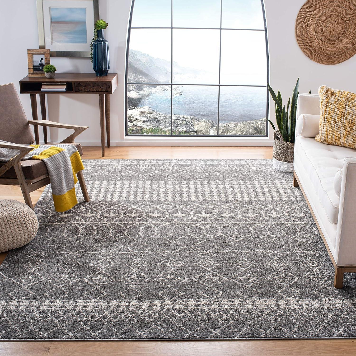 image:imageSAFAVIEH Area Rug 8x10 Tulum Collection Large Ivory amp Black Moroccan Boho Distressed Design NonShedding amp Easy Cleaning Ideal for Living Room Bedroom Office Dining Space TUL229BGreyIvory