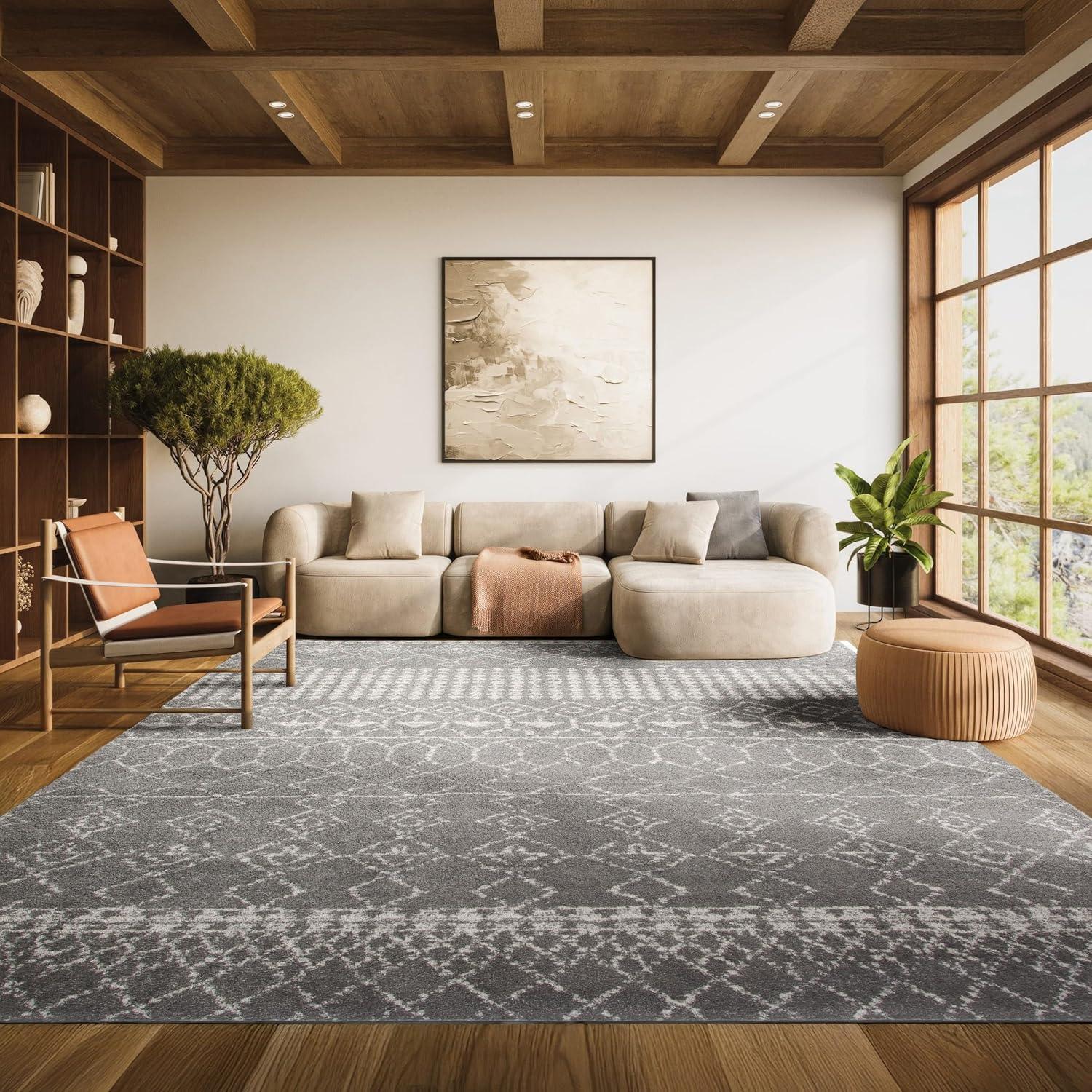 image:imageSAFAVIEH Area Rug 8x10 Tulum Collection Large Ivory amp Black Moroccan Boho Distressed Design NonShedding amp Easy Cleaning Ideal for Living Room Bedroom Office Dining Space TUL229BGreyIvory