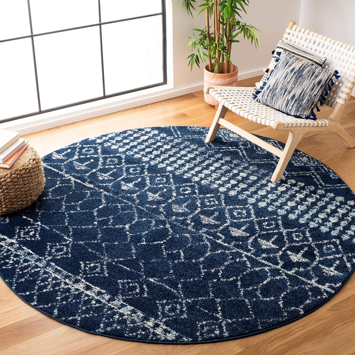 image:imageSAFAVIEH Area Rug 8x10 Tulum Collection Large Ivory amp Black Moroccan Boho Distressed Design NonShedding amp Easy Cleaning Ideal for Living Room Bedroom Office Dining Space TUL229BNavyIvory