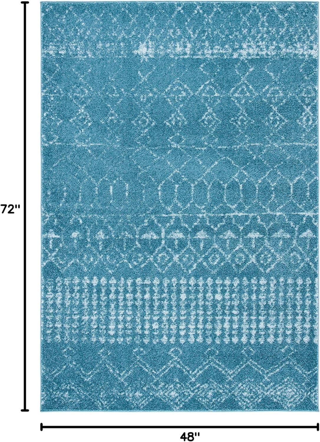 image:imageSAFAVIEH Area Rug 8x10 Tulum Collection Large Ivory amp Black Moroccan Boho Distressed Design NonShedding amp Easy Cleaning Ideal for Living Room Bedroom Office Dining Space TUL229BTurquoiseBlue