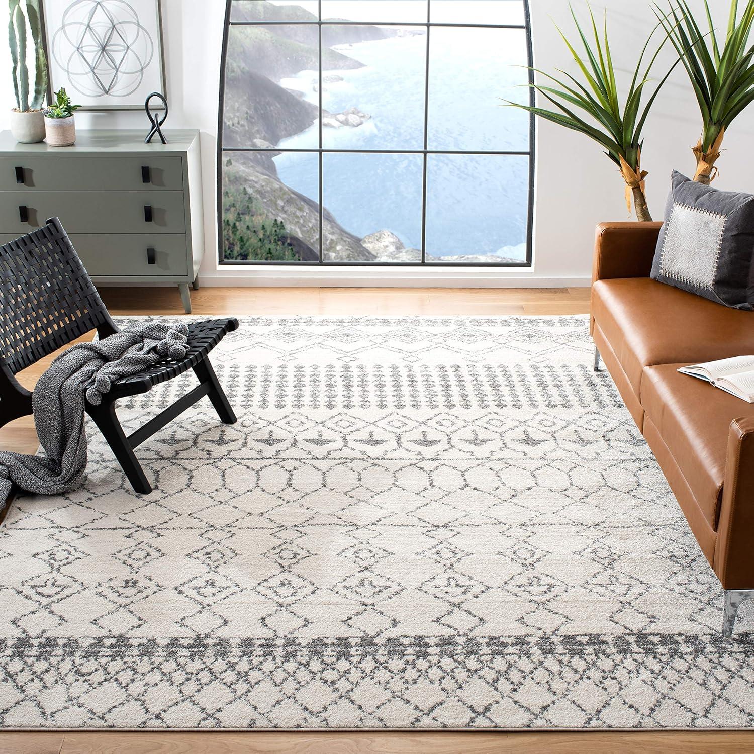 image:imageSAFAVIEH Area Rug 8x10 Tulum Collection Large Ivory amp Black Moroccan Boho Distressed Design NonShedding amp Easy Cleaning Ideal for Living Room Bedroom Office Dining Space TUL229BIvoryGrey