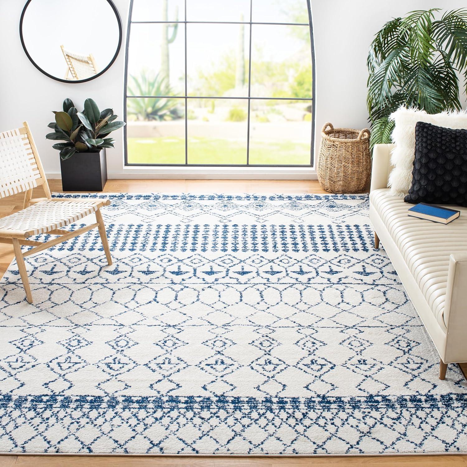 image:imageSAFAVIEH Area Rug 8x10 Tulum Collection Large Ivory amp Black Moroccan Boho Distressed Design NonShedding amp Easy Cleaning Ideal for Living Room Bedroom Office Dining Space TUL229BIvoryNavy